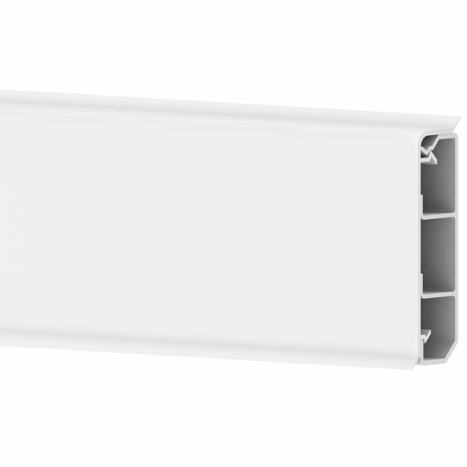 Cablecoach Zócalo de PVC de 6 m con Canal de Cable Integrado, Color Blanco, Altura: 70 mm (4 Unidades de 1,5 m)