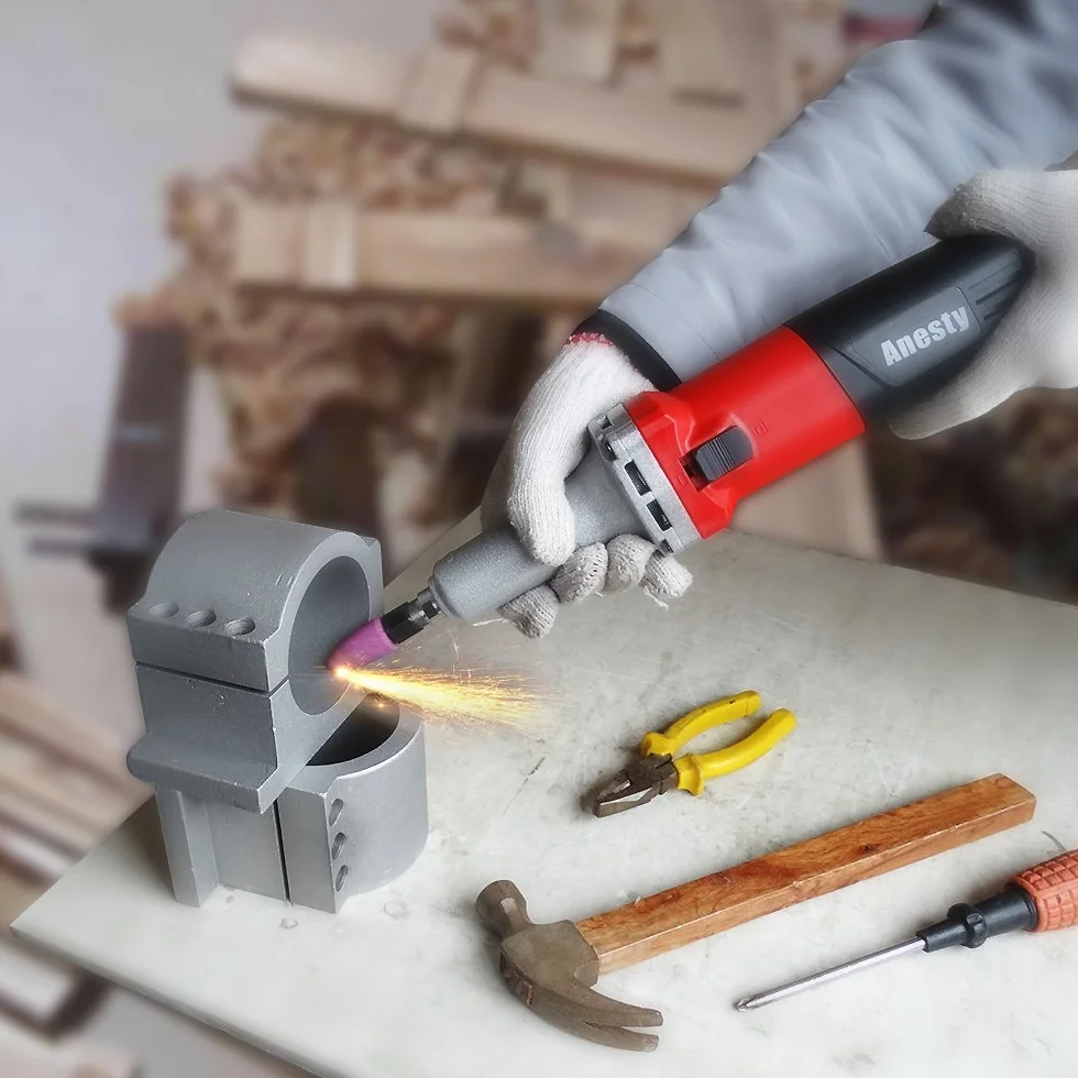 Amoladora Recta Eléctrica 750W con Velocidad Regulador 0-27000 RPM Herramienta de Pulido y Collet 6mm