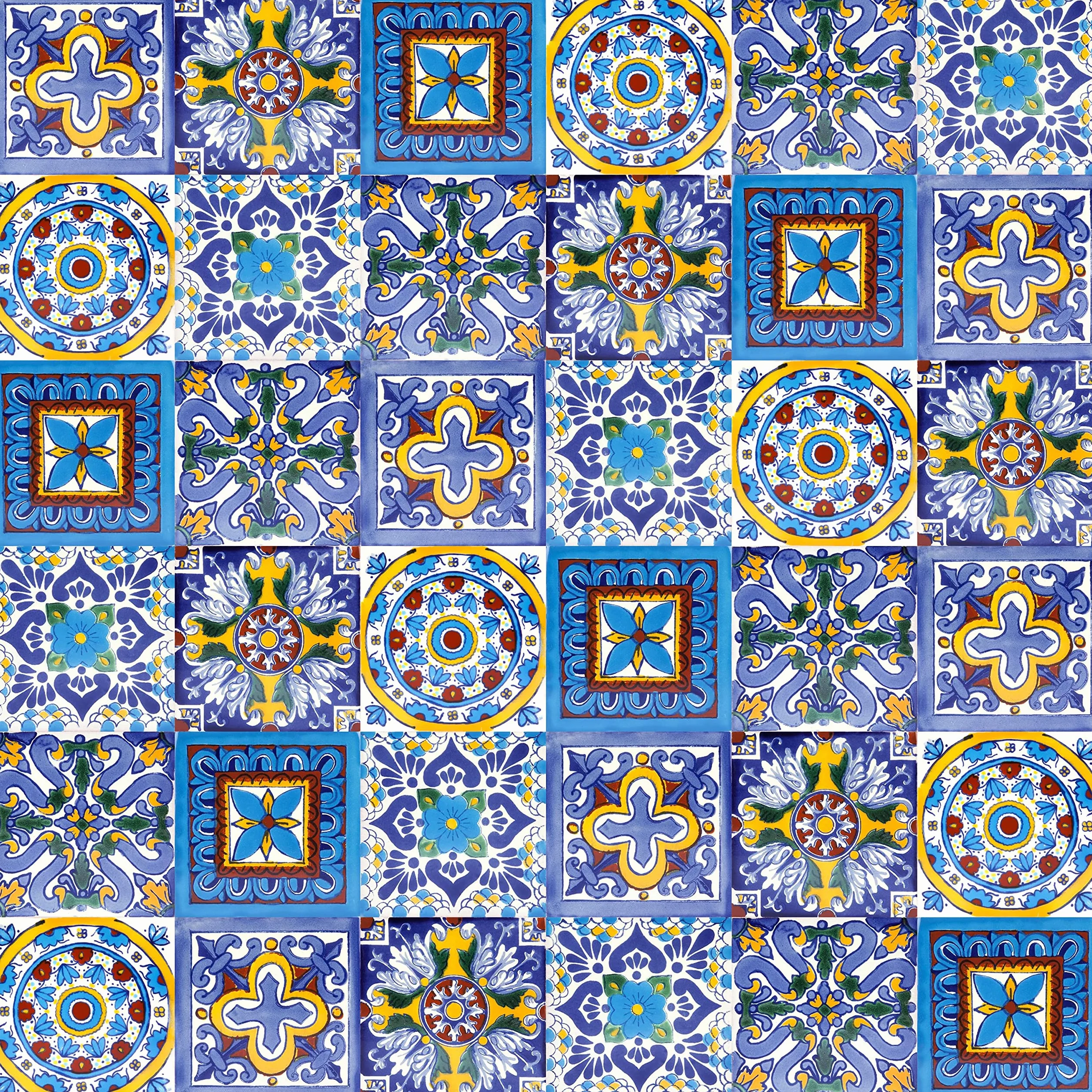 Cerames Azulejos cerámicos mexicanos Armando - 30 azulejos decorativos de mosaico mexicano para baño, cocina, ducha, escaleras, pared posterior de la cocina | Azulejos de mosaico de cerámica 10,5 x
