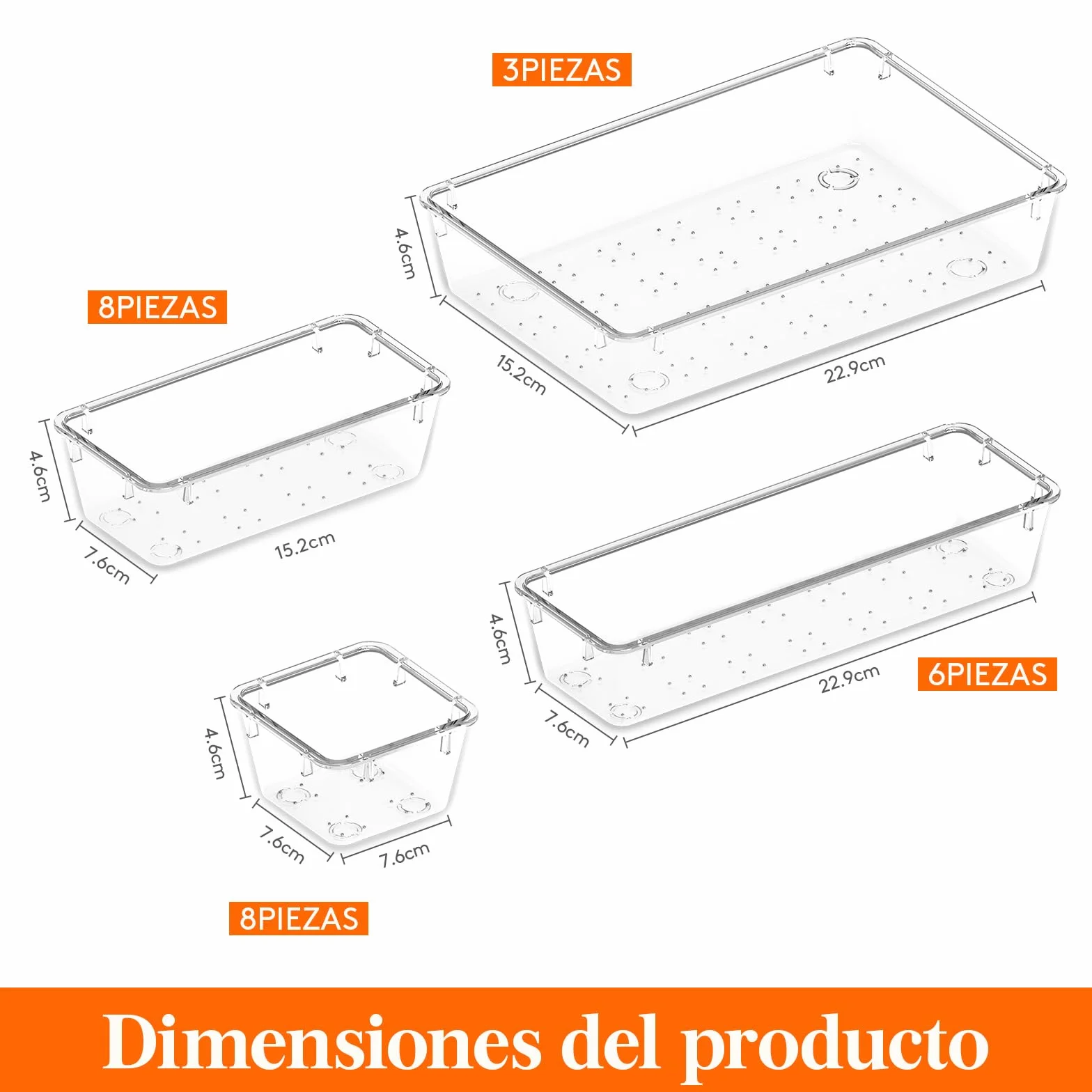 Lifewit Set de 25 Organizadores de Cajones de Plástico Transparente, Separadores de Escritorio