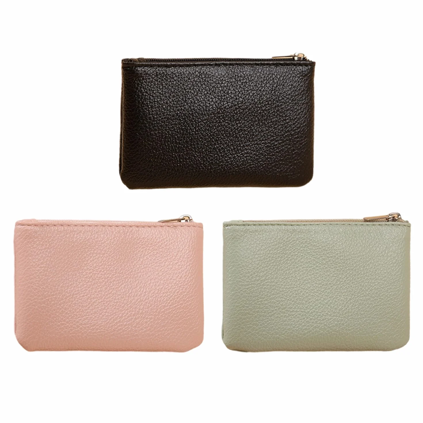 Mini monedero de 3 piezas con cremallera - Cartera suave para guardar monedas, llaves y objetos pequeños