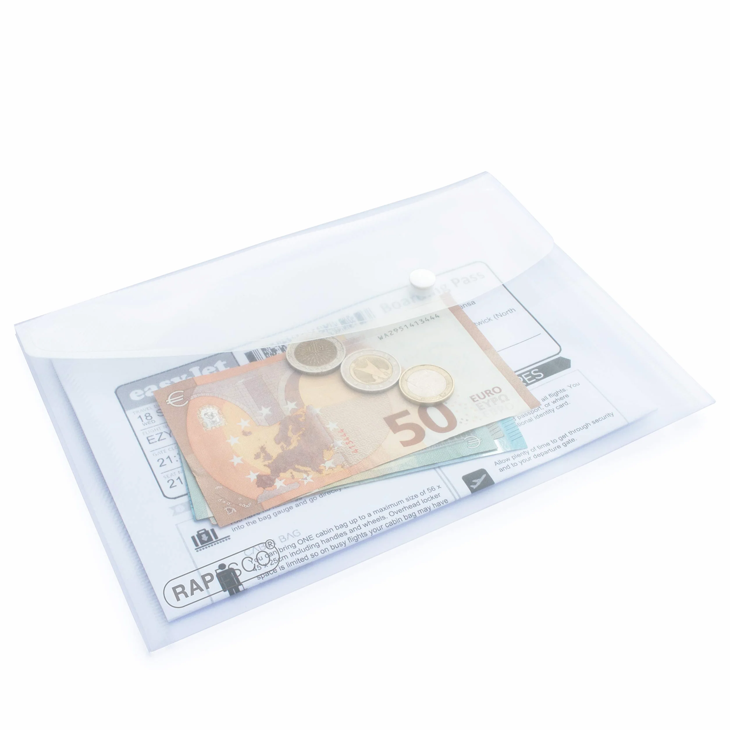 Rapesco 1588 ECO Carpeta Sobre Portafolios con Broche, Material Reciclado, A5, Transparente, Paquete de 5