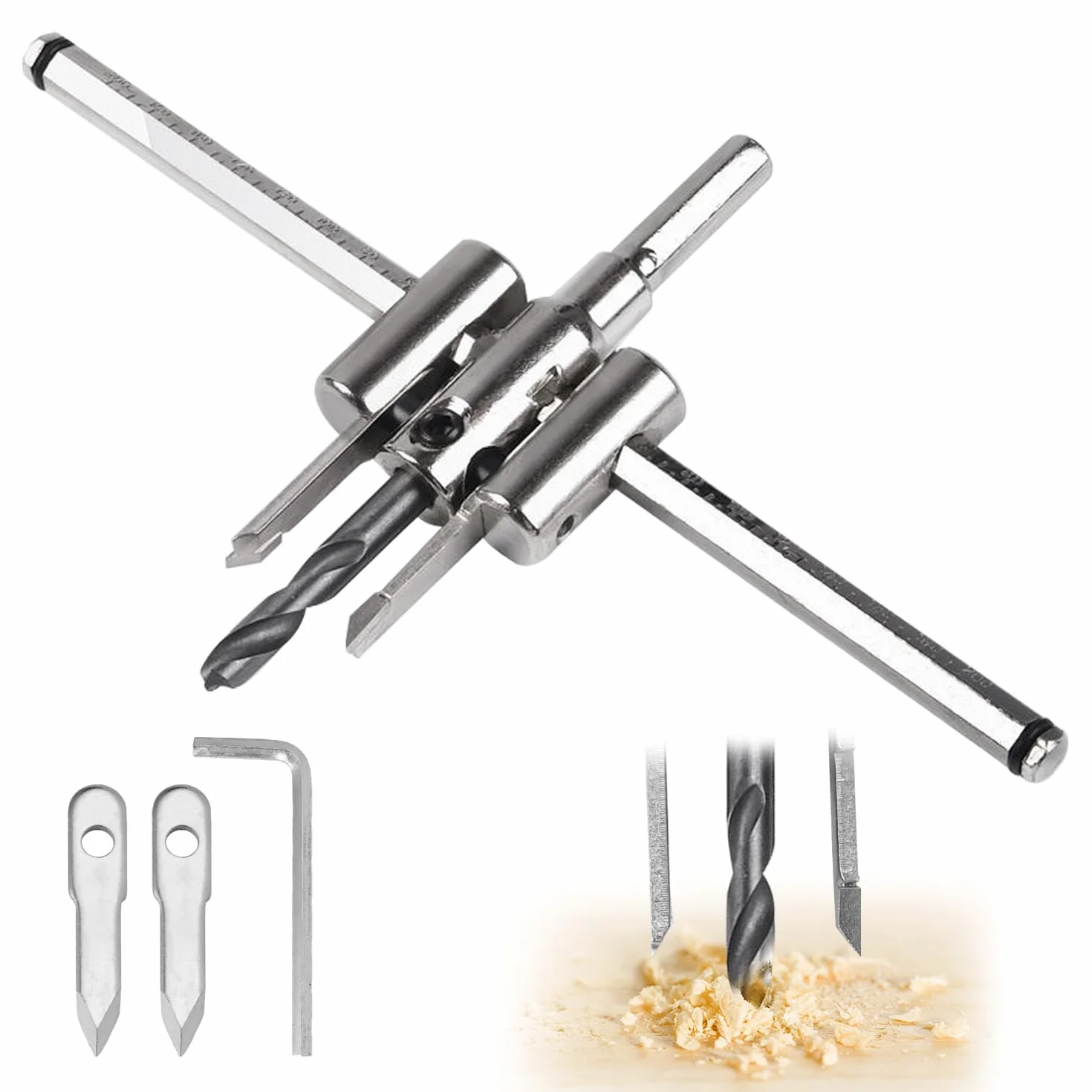 Juego de Brocas de Sierra de 30-300mm Carpintería Agujero Ajustable, Broca de Sierra Circular Ajustable para Orificios, Aleación Aeronave Taladro para Herramientas de DIY Carpintería