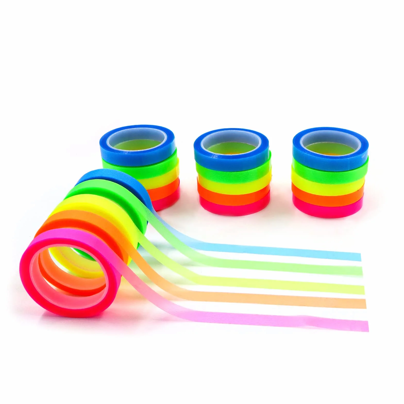 20 rollos de cinta adhesiva transparente para escribir, notas adhesivas transparentes, 5 colores brillantes para anotar en libros, marcadores de páginas, 0,6 x 5 m