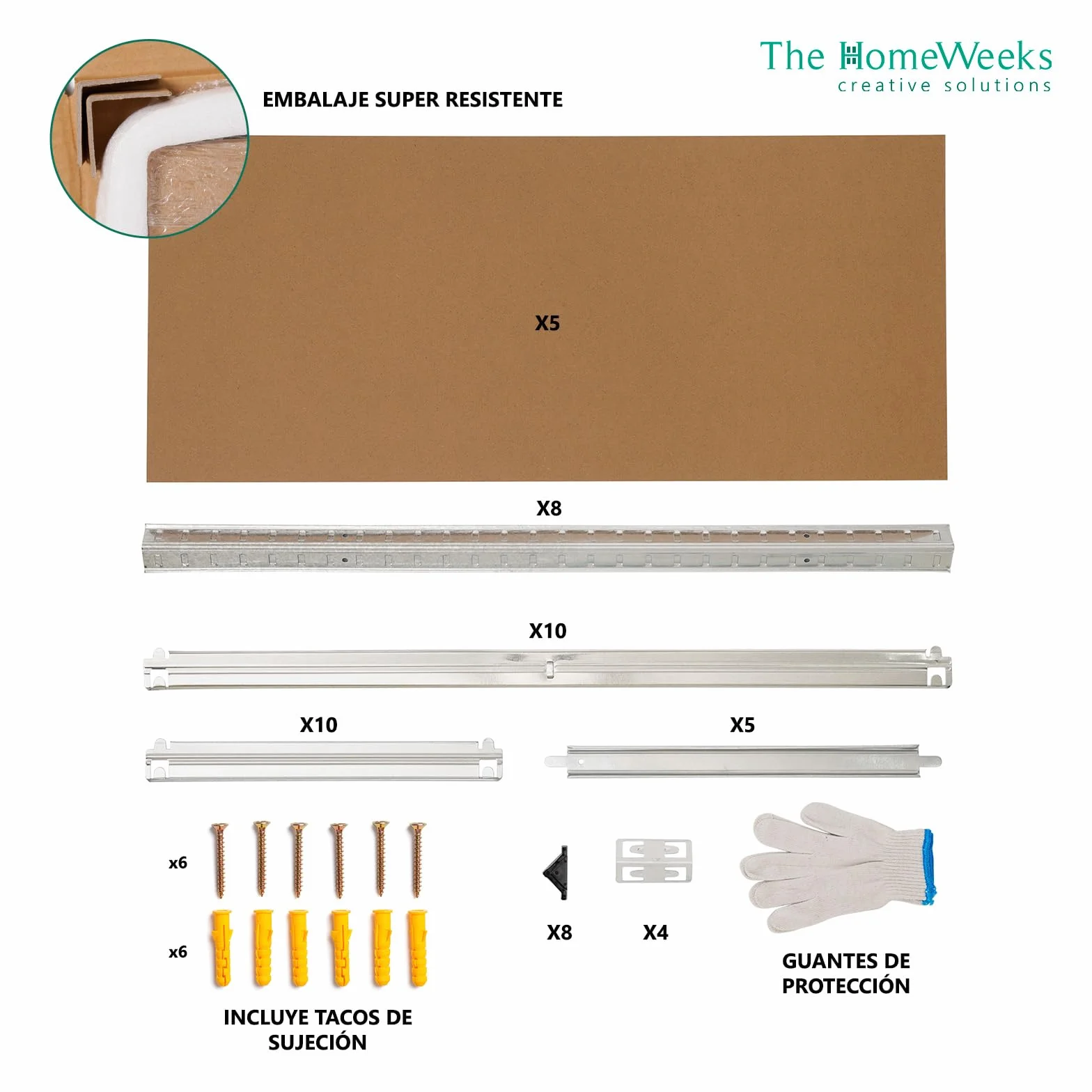 The Homeweeks Pack 2 Estanterías Almacenaje Metálicas 180*90*40cm | Acero Galvanizado Modular 5 Baldas Ajustables MDF 175 kg por Estante 875 kg Total Montaje Suelo sin Tornillos System Click & Push