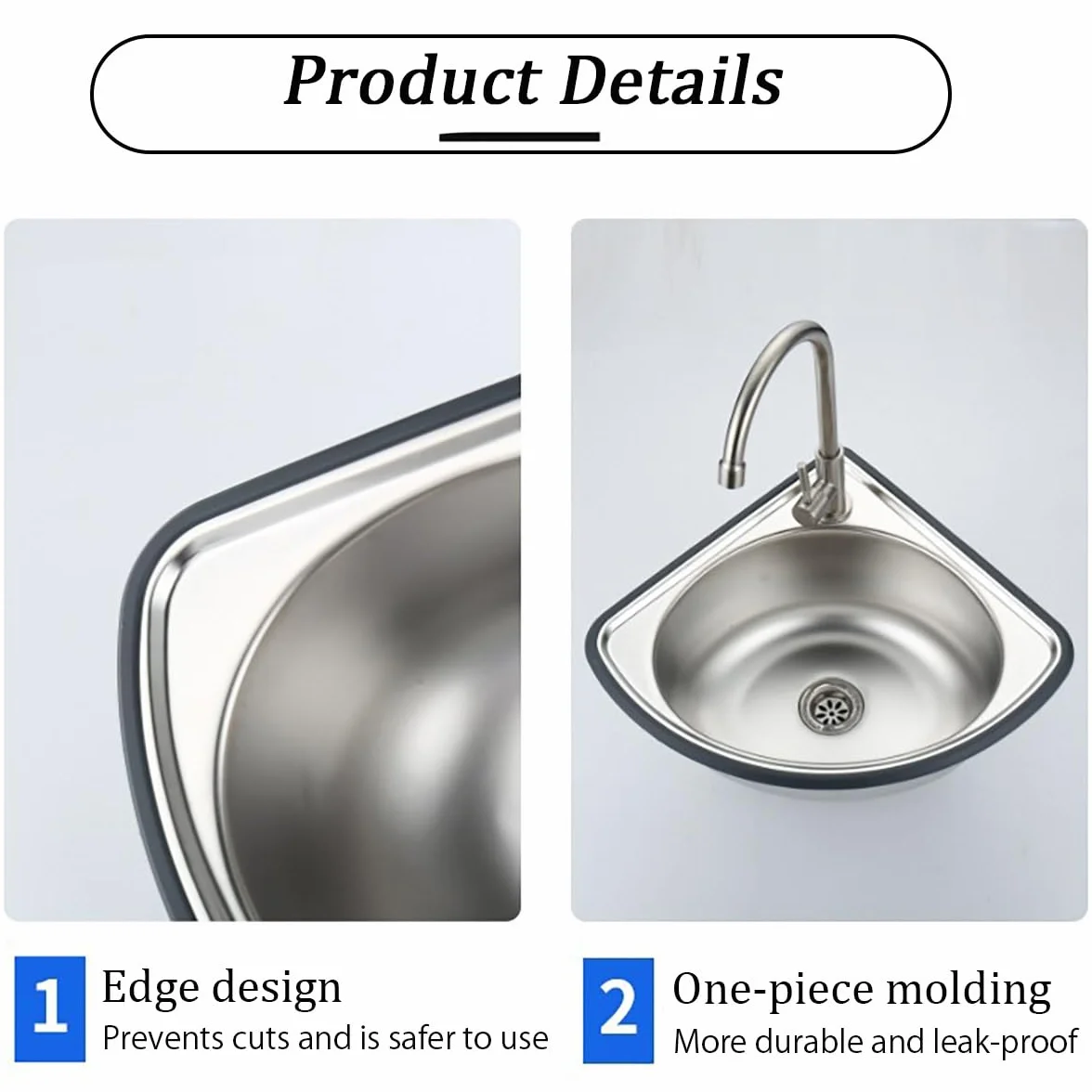Pequeño Fregadero De Esquina De Acero Inoxidable,Lavabo De Baño De Montaje En Pared Triangular,Lavabo De Lavabo De Un Seno Triangular Pequeño,Con Escurridor,Acabado Cepillado