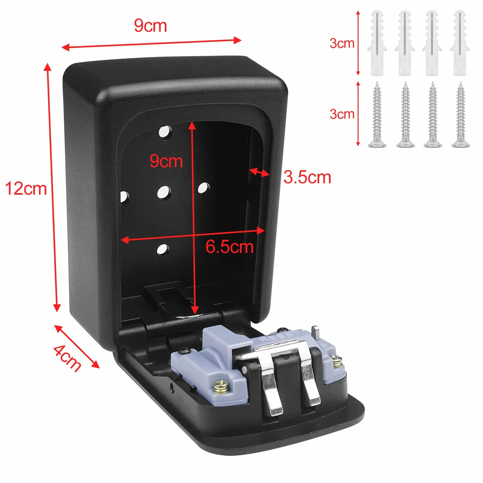 Ceisazira Caja de Seguridad para Llaves con Código de 4 Dígitos, Impermeable, Resistente a la Corrosión, Pared, Negro