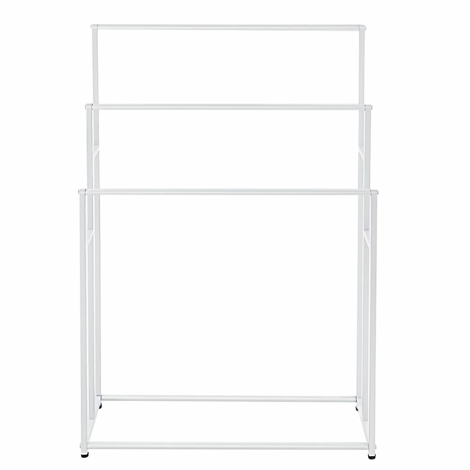 Toallero de pie de 3 niveles, de gran tamaño, con reposapiés ajustables, para dormitorio, baño, balcón, piscina, blanco
