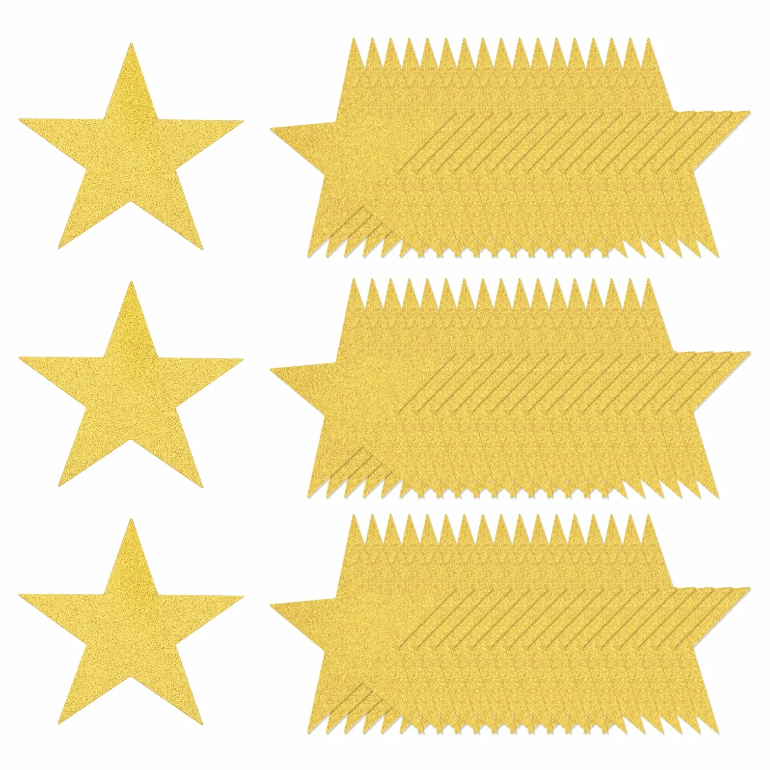 QUARKZMAN 80 Pcs Estrellas Brillantes Recortadas 6 Pulgadas Doble Impresión Papel Brillante Dorado Decoración Pared Tableros