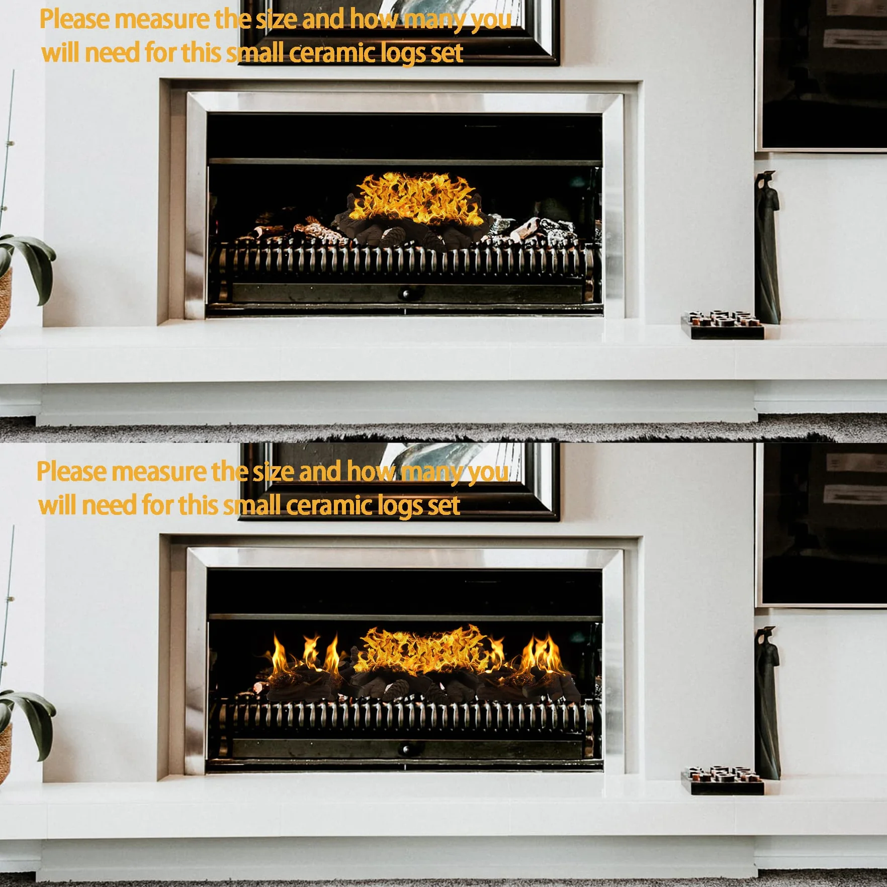 Troncos de chimenea de gas, 10 troncos pequeños, juego de leña cerámica decorativa para interiores y exteriores, ventilados, sin ventilación, eléctricos, bioetanol