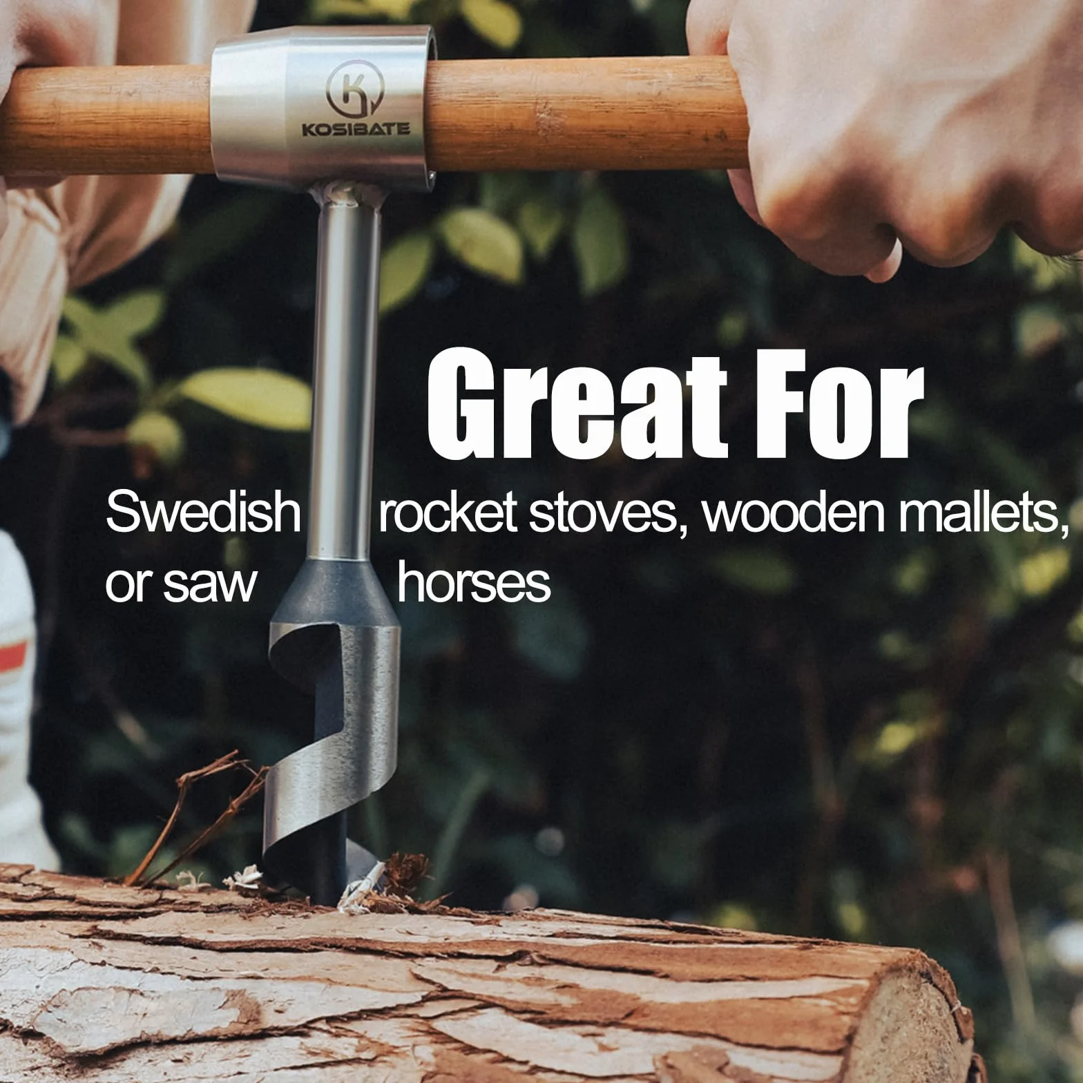 Kosibate Bushcraft Gear, llave de taladro manual para taladrar madera fácilmente, llave de colonos y herramientas de bushcraft, perfecta para tareas de camping y carpintería, taladro de madera de ojo