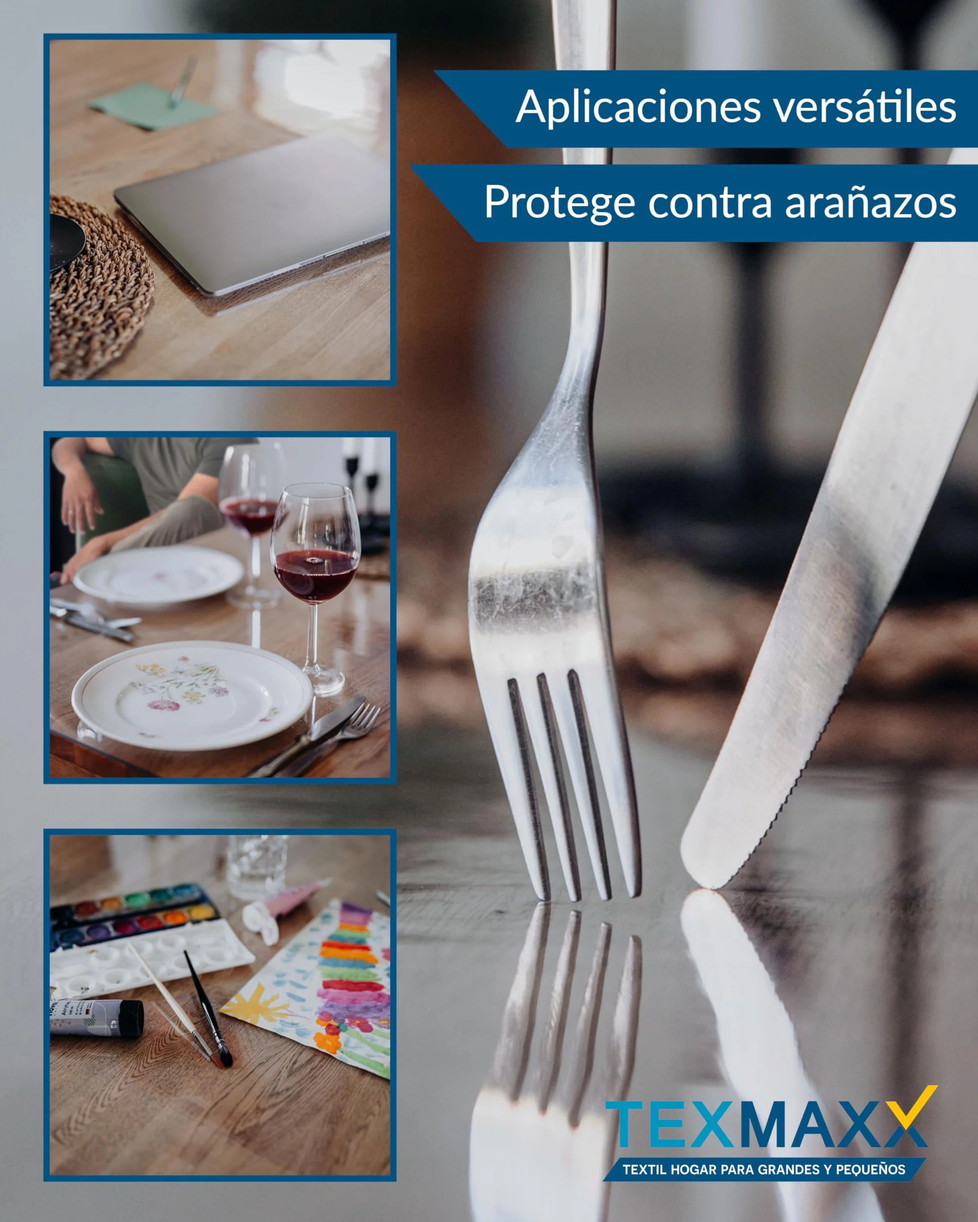 TEXMAXX Protector de Mesa Transparente 2 mm Bordes Biselados Cubierta PVC 90x140 cm