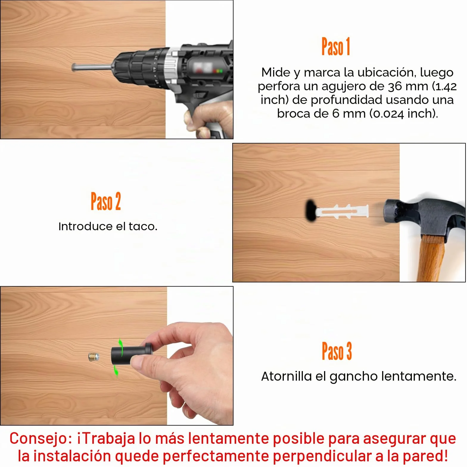 6 Piezas Gancho Pared Negro Círculo Colgador Toalla Baño, Percha Baño Acero Inoxidable 36mm, Colgador Pared Tornillo Perchas Cuelga Toallas Baño Ganchos para Abrigo Bata, Gancho Ropa con Tornillos