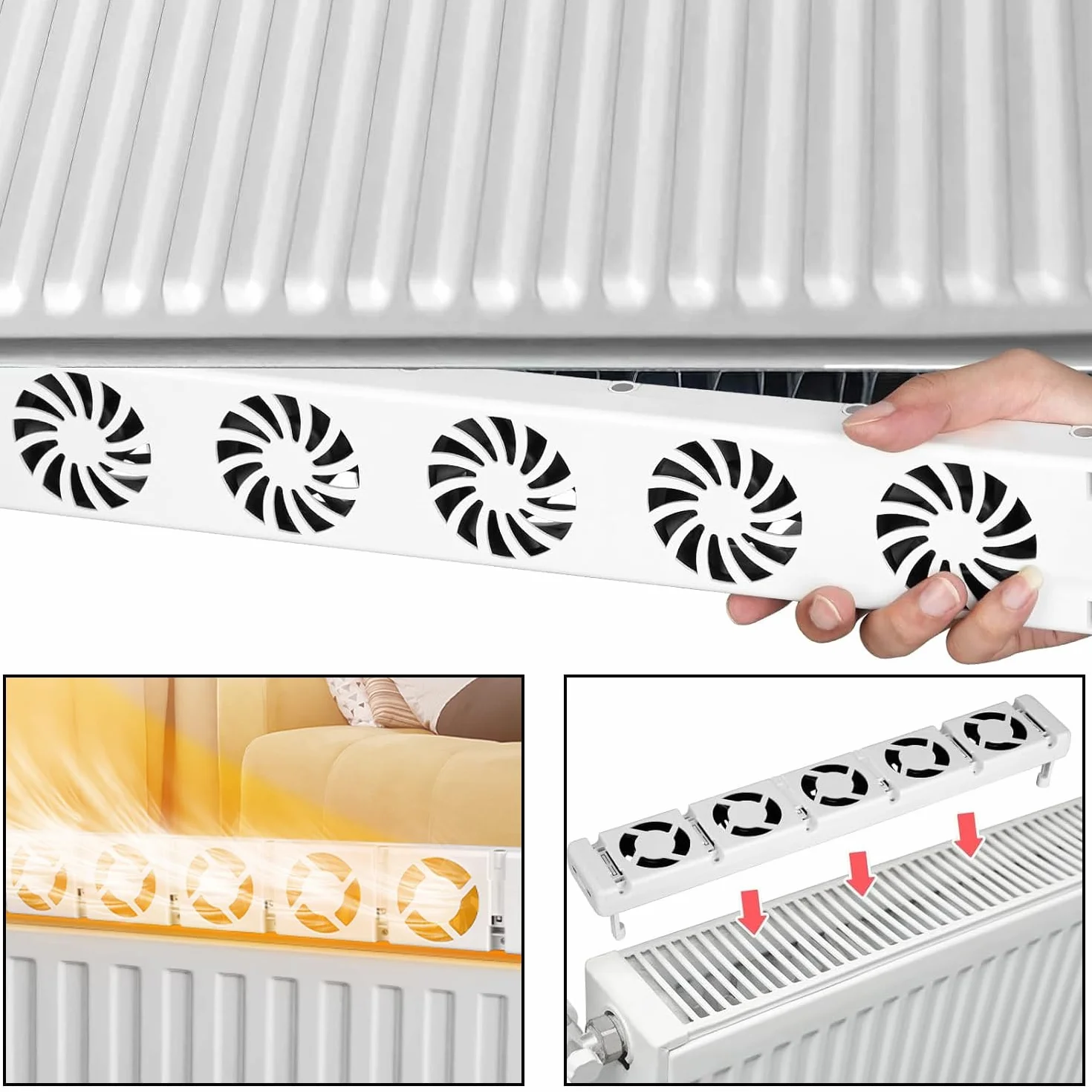 Radiador, ventilador, monoconjunto, radiador, ventilador 5.0, ventilador de calefacción, ventilador de calefacción inteligente para calefacción y sub-calefacción, funcionamiento silencioso, para