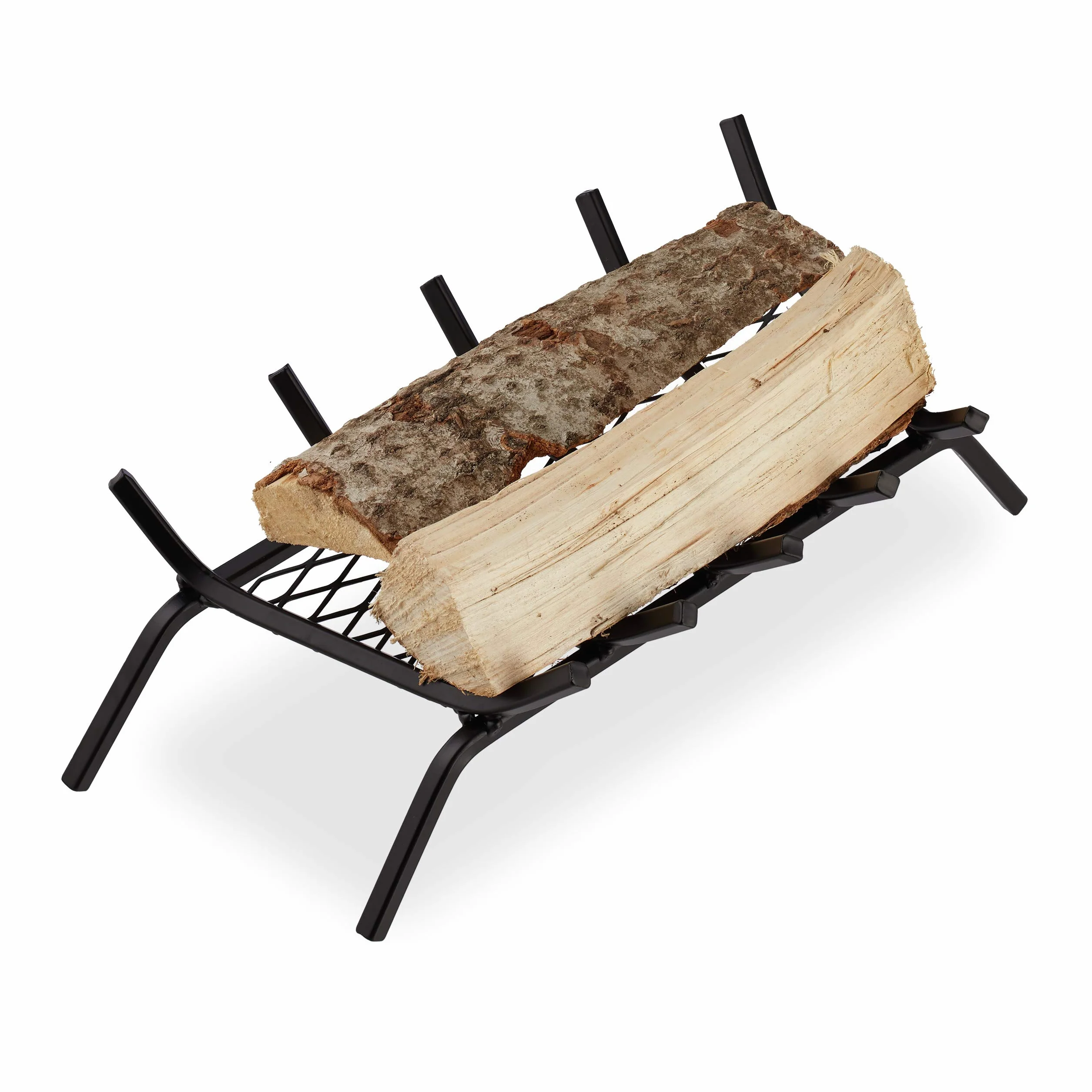 Relaxdays Parrilla para Chimenea, Rectangular, Acero, Resistente, Cesta con pies, 16x58x28 cm, Negro