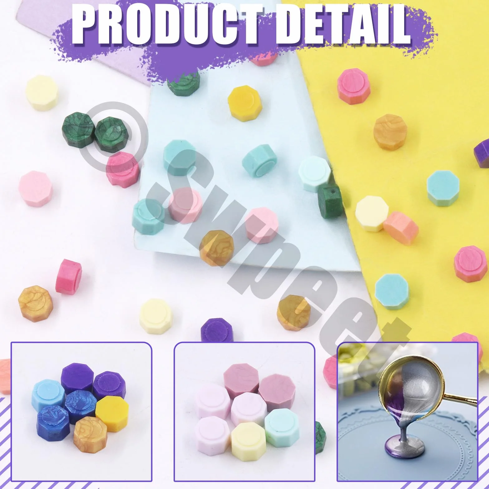 Swpeet 1200 juegos cuentas cera selladas 24 colores 8 mm octogonales para sellos cera tarjetas invitaciones bodas