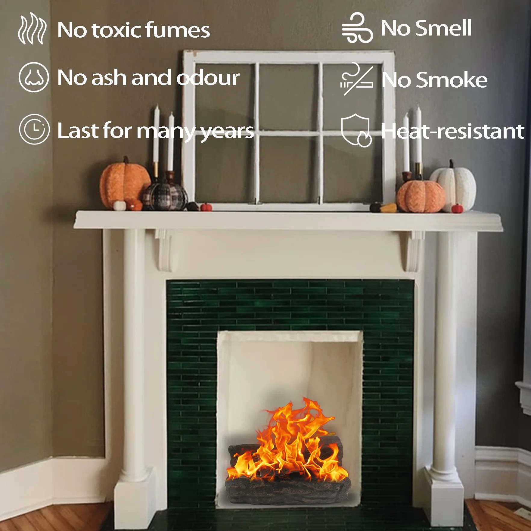 Troncos de chimenea de gas, 10 troncos pequeños, juego de leña cerámica decorativa para interiores y exteriores, ventilados, sin ventilación, eléctricos, bioetanol