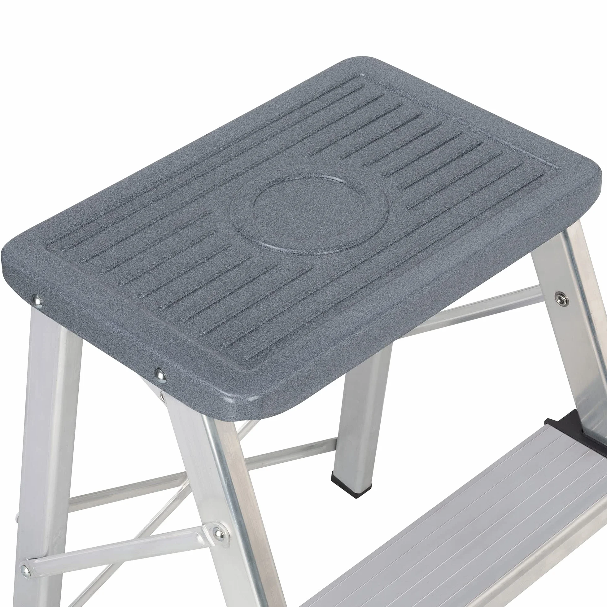 packer PRO Escaleras Plegables Aluminio de Tijera Super Resistente hasta 150Kg, Acero y Aluminio Antideslizantes, Altura de Trabajo hasta 245cm, 2 Peldaños