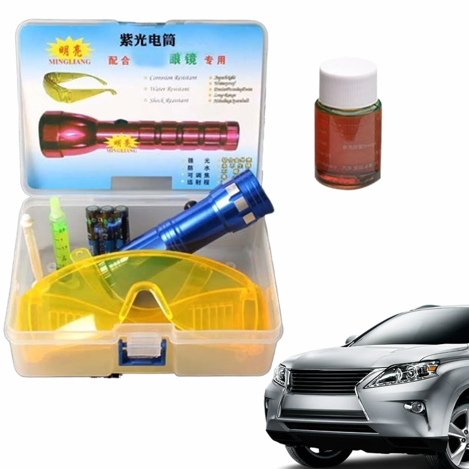 Kit Detector De Fugas para Aire Acondicionado | Linterna para Pruebas de Fugas en Aire Acondicionado - Tester Multiusos Eficiente para Fugas En Coches Congeladores Electrodomésticos