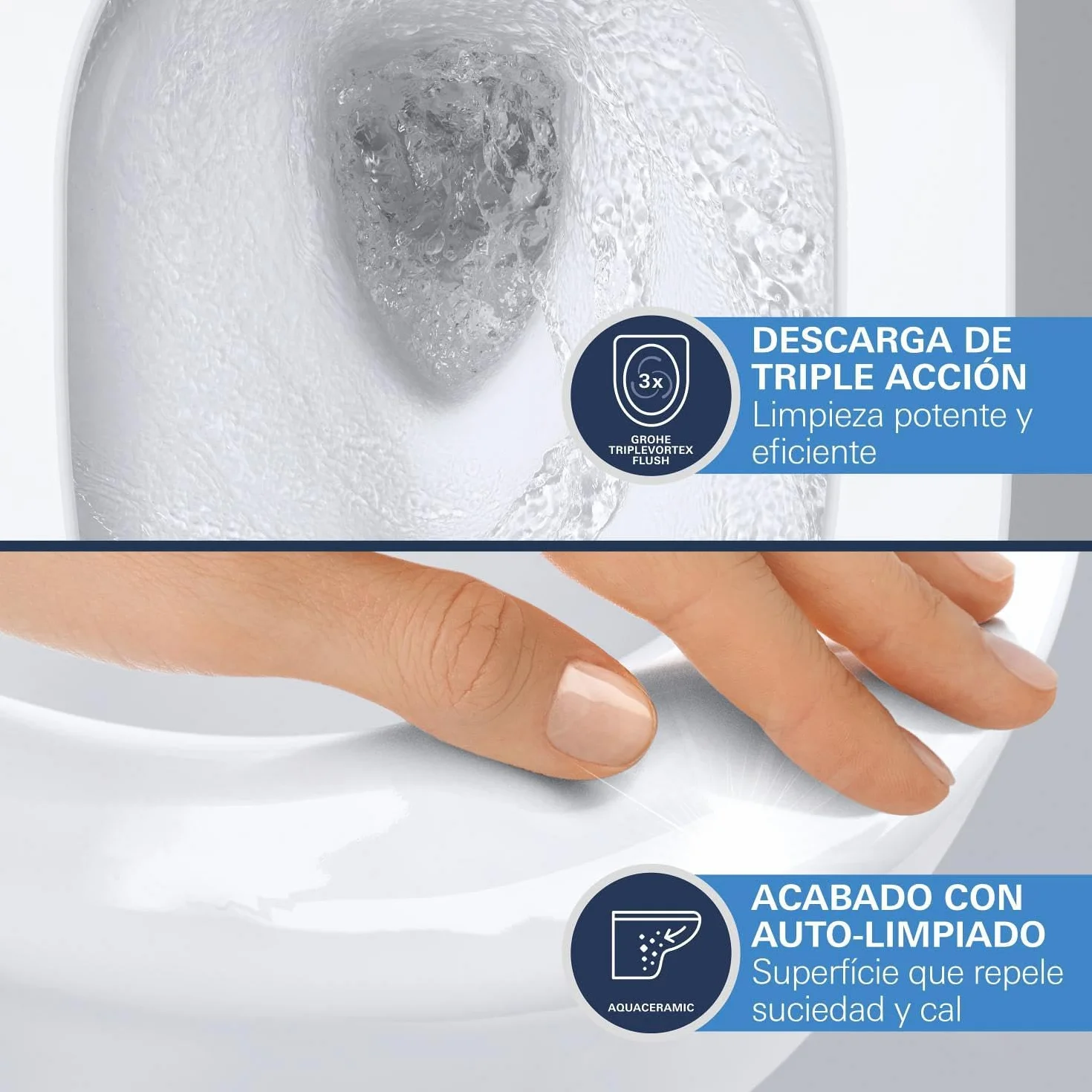 GROHE Sensia - Inodoro suspendido lavado y sin bordes (2 brazos autolimpiables, mando a distancia, kit conexión, insonorización y descarga Triple Vortex), 36507SH0