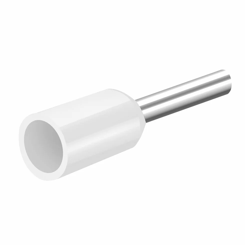 Heschen E0508 Terminal de extremo de cable, AWG22 / 0,5 mm², conector de crimpado de cobre, aislado, blanco, paquete de 1000