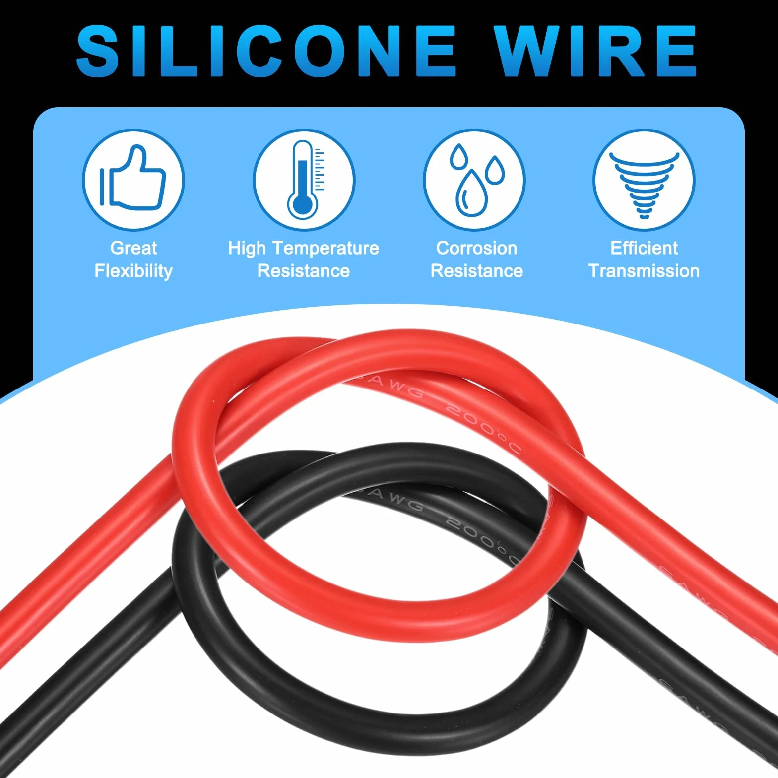 QUARKZMAN 2 Piezas Cable Eléctrico de Silicona 6 AWG, Cable de Cobre Estañado Calibre 6 3m/10ft con Tubo Termorretráctil y Bridas Para Automóvil, Motor, Inversor RV - Rojo y Negro
