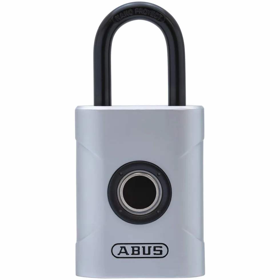 ABUS Touch 57/50 cerradura de huella dactilar - candado sin llave, resistente a la intemperie - IP66 & IP68 - para gimnasio, oficina, hogar, jardín y mucho más, plata, 50mm