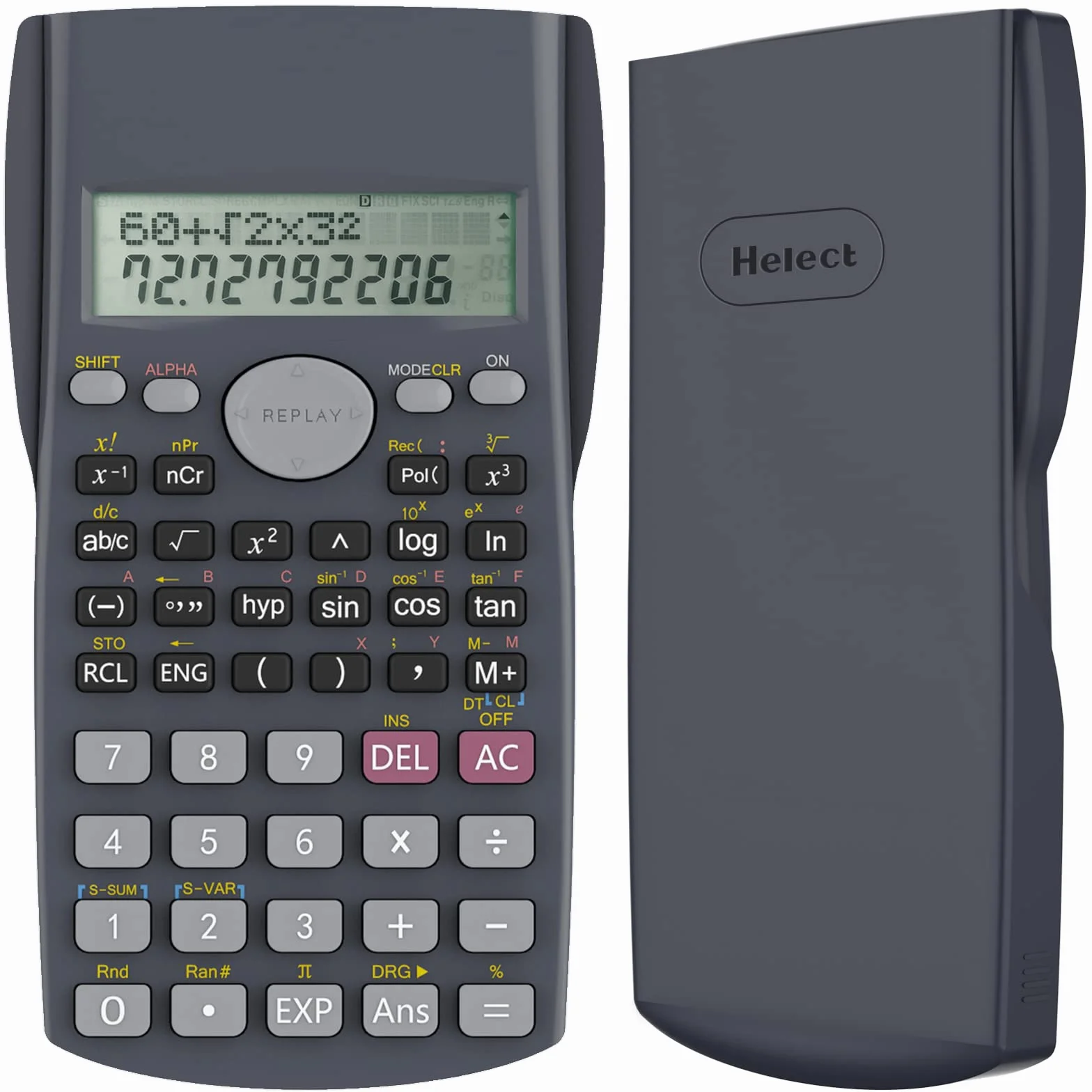 Helect Calculadora Científica 2 Líneas Ingeniería Negro
