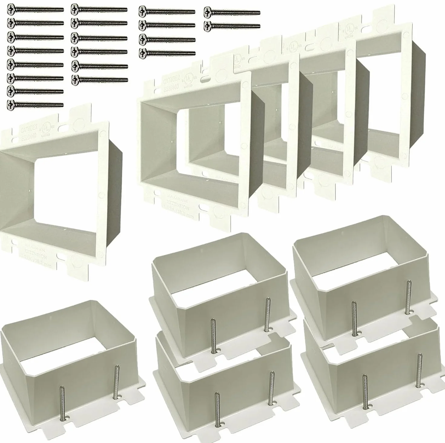 iMBAPrice IMBA-BE2-5 - Extensor de caja de toma de corriente eléctrica no metálica de 2 bandas para accesorios de receptáculos de interruptor de alimentación, paquete de 5