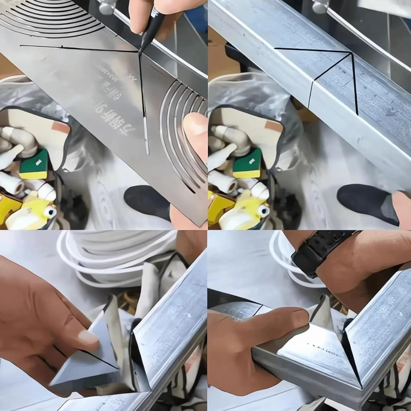 Regla Para Marcado De Ángulos Y,Marcador De Cuadrados Con Punta De Metal - Guía de Corte de Tuberías para Dibujo de Líneas Paralelas Precisas en Soldadura Carpintería | Plantilla Para Doblar