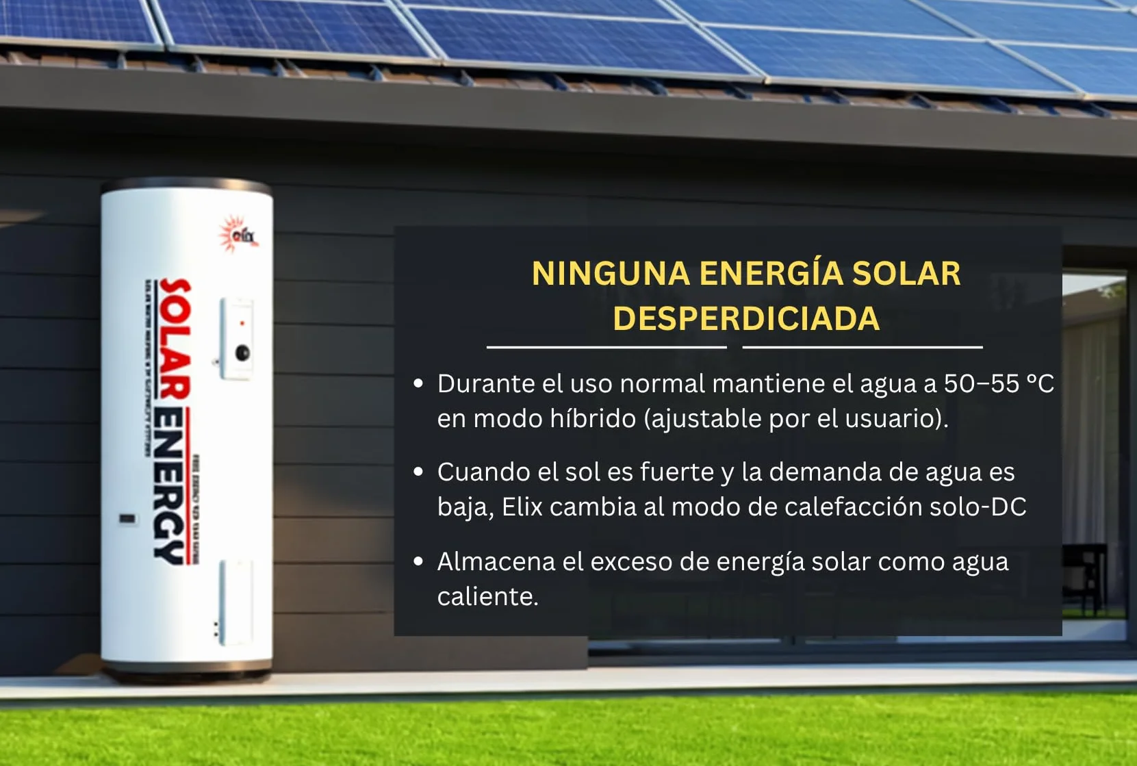 Calentador de Agua Solar Elix PV Termo Eléctrico con MPPT, 200L, DC1500W