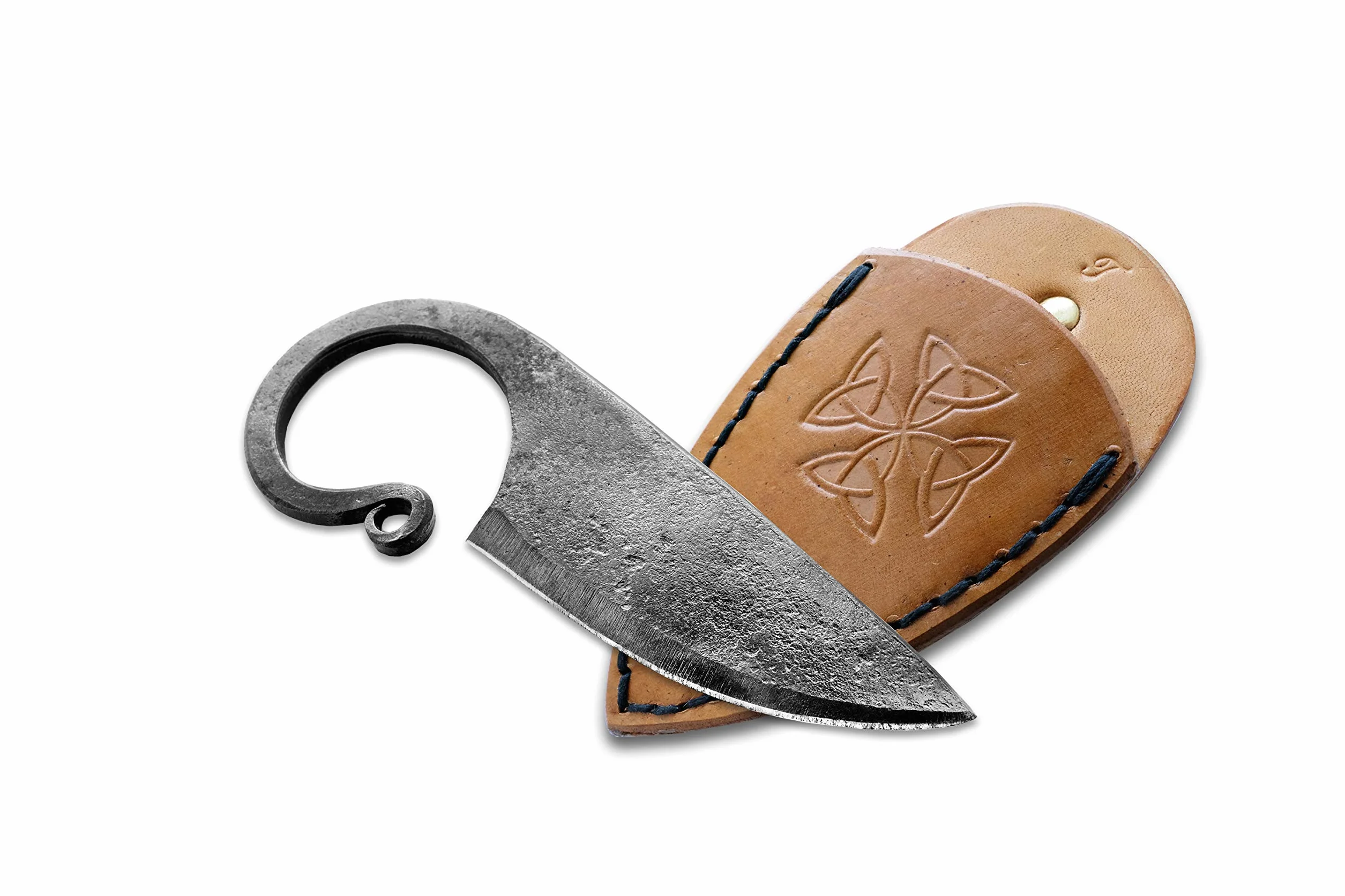 Toferner - Cuchillo de acero celta - Forjado a mano y aspecto vintage - Elegante diseño antiguo - Incluye estuche de cuero auténtico