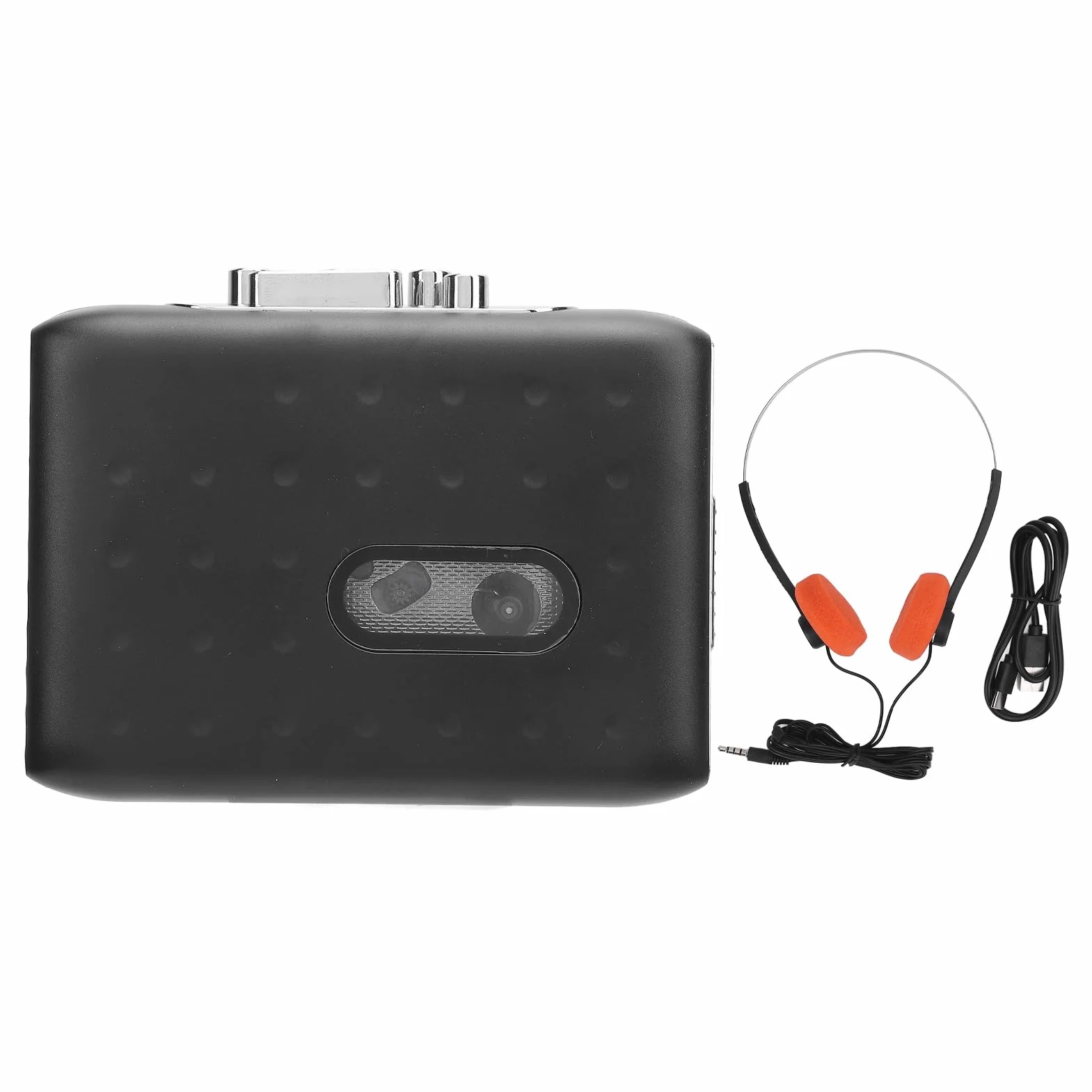 Przenośny odtwarzacz kaset USB-C konwerter MP3 z mikrofonem i słuchawkami Jack Czarny