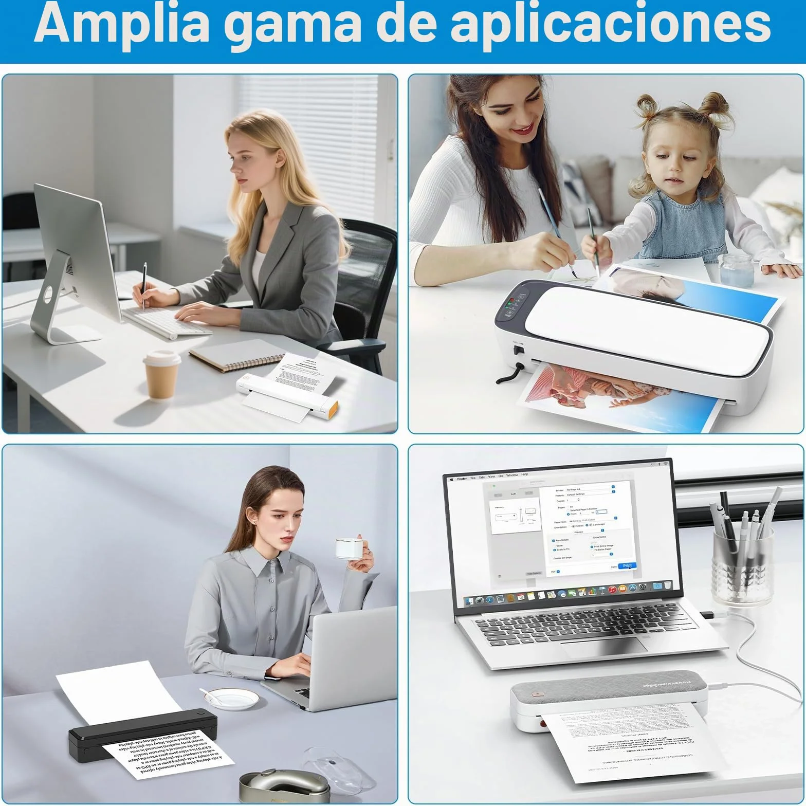 100 hojas de papel térmico A4 para impresora portátil, papel A4 impresora, hojas térmicas, secado rápido, diseño sin atascos, para fotos, recibos, memo file, 210 x 297 mm
