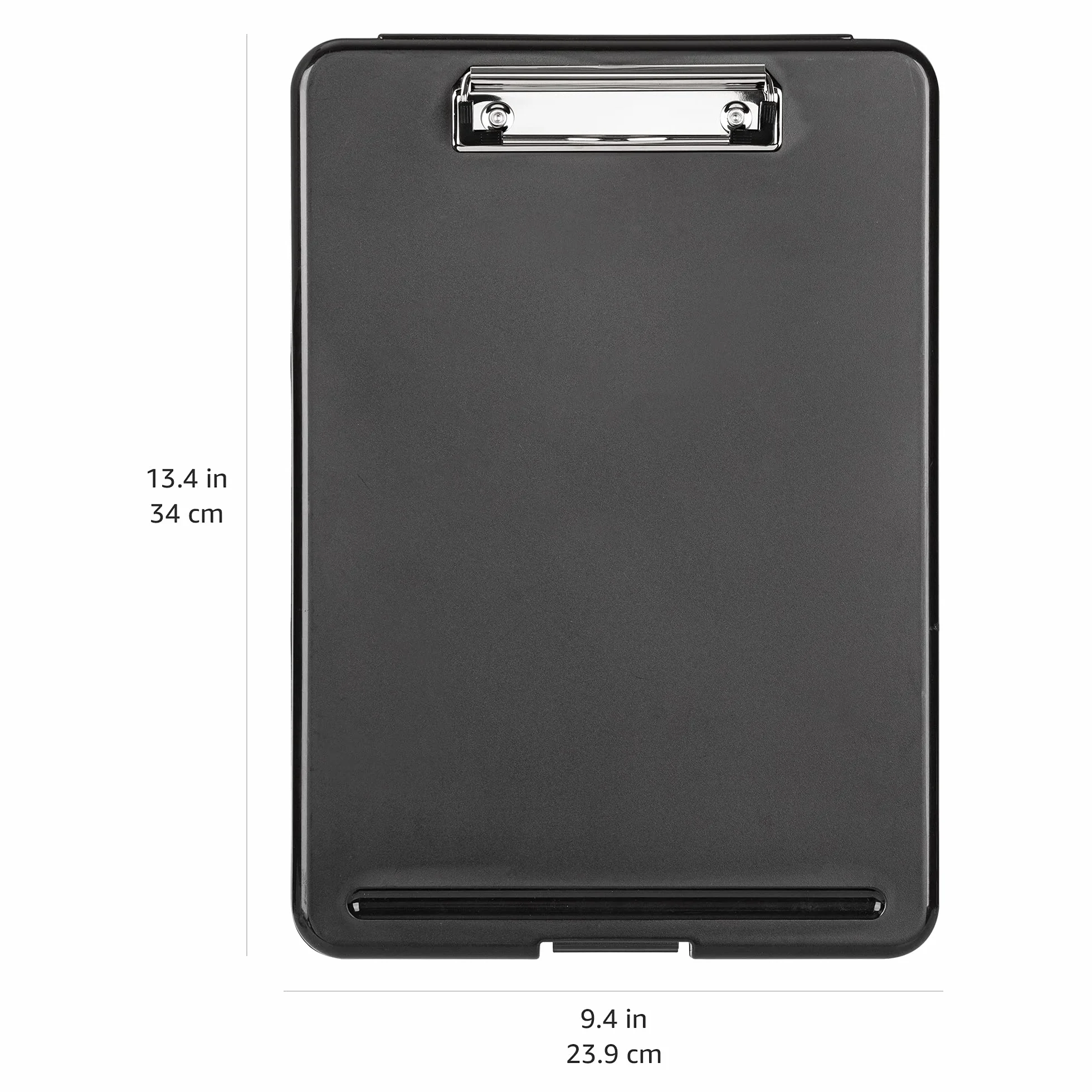 Amazon Basics Portapapeles de plástico con almacenamiento, negro, 2 unidades