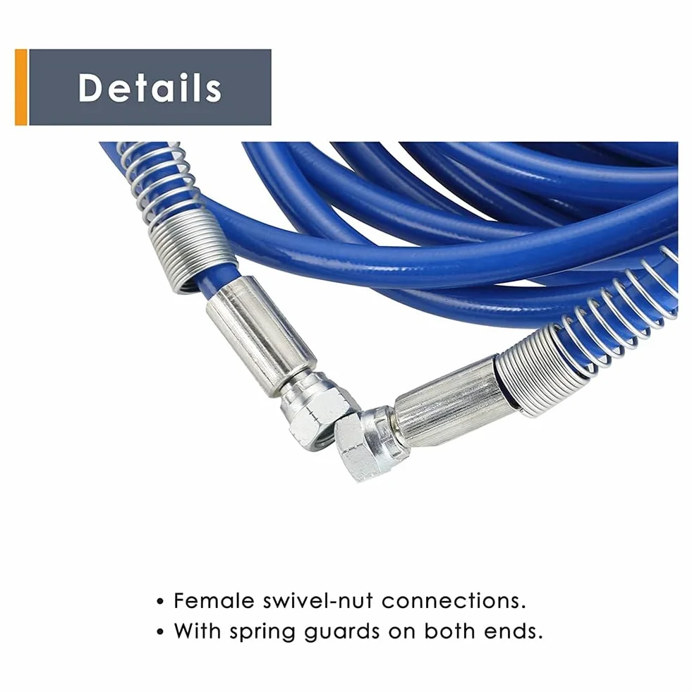 rieder 2 unidades 1/4 Airless manguera pulverizadora de color universal de alta presión manguera de fibra flexible 3300 PSI (25 pies, azul)