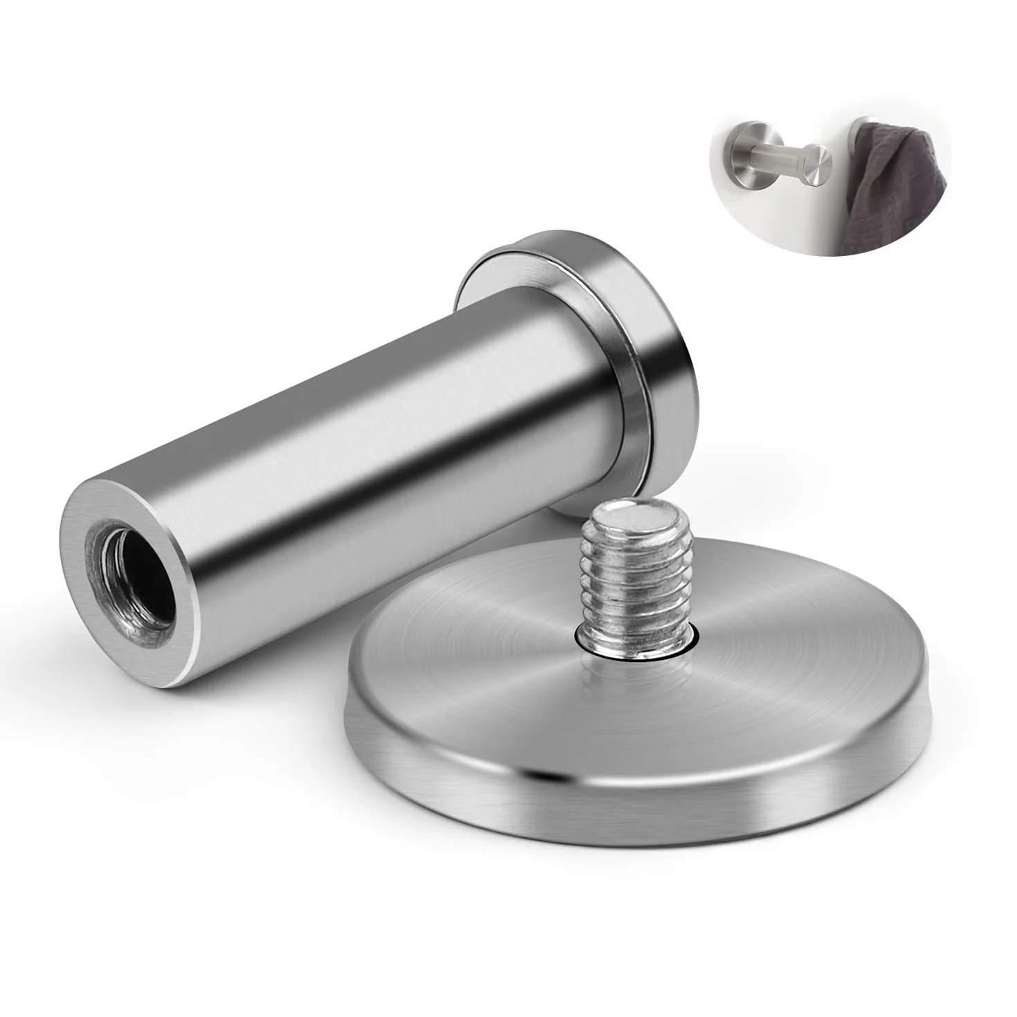 4 Piezas Ganchos de Pared Redondos Plata, Gancho de Pared de Acero Inoxidable de 53 mm Adecuado para Instalar en la Cocina, el Baño y el Dormitorio Principal para Colgar Objetos