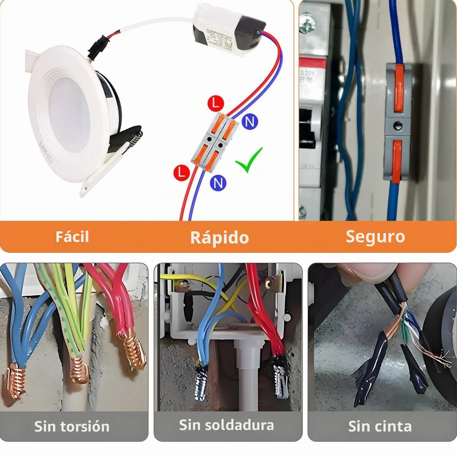Conectores Eléctricos Rapidos con Palanca, Bornes de Conexion, 1-Cable 2-Vías y se Puede Combinar Libremente, 26 Piezas