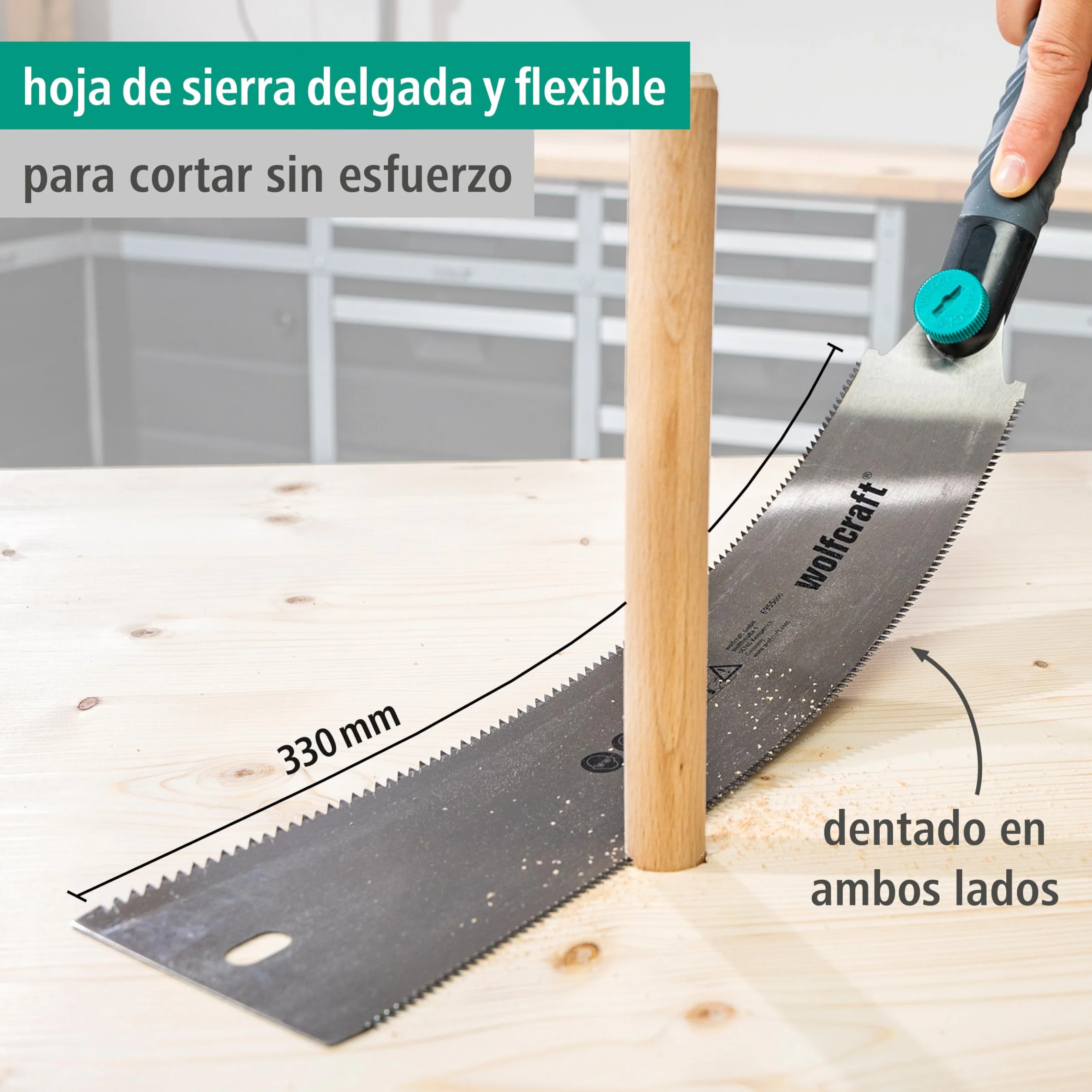 wolfcraft Sierra japonesa, 330 mm I 6955000 I Para cortar madera y plástico con facilidad, ideal para rodapiés, cortes finos en cualquier proyecto de carpintería y en jardinería