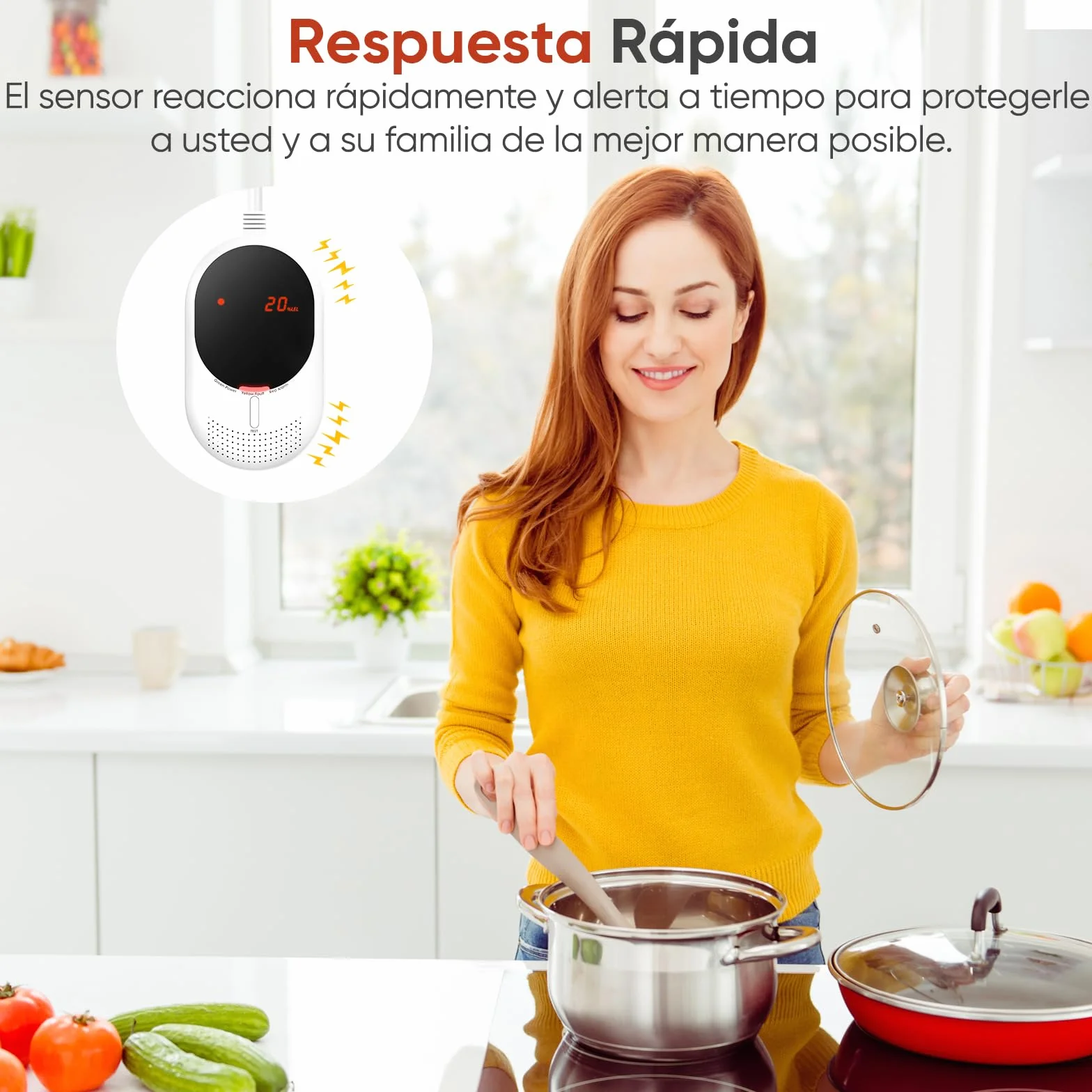PHYSEN Detector de Gas y Monóxido de Carbono WiFi con Pantalla LED, Certificado EN 50291/EN 50194, Compatible con Alexa/Google Home