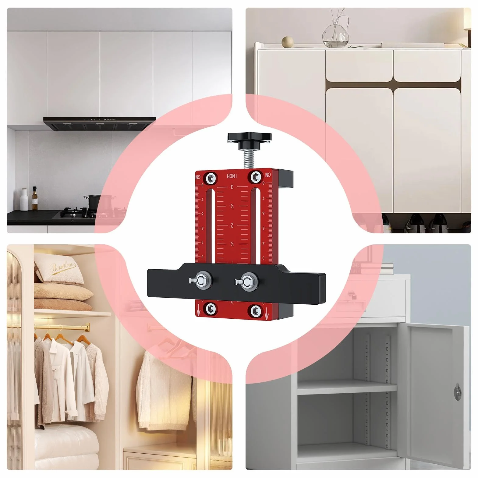 Cabinet Handle Jig, Adjustable Handle Jig, Aluminium Alloy Cabinet Handle Handle Template Tool, Portable Cabinet Hardware Template for Handles, Multifunctional Hardware Fixture Advanced Woodworking