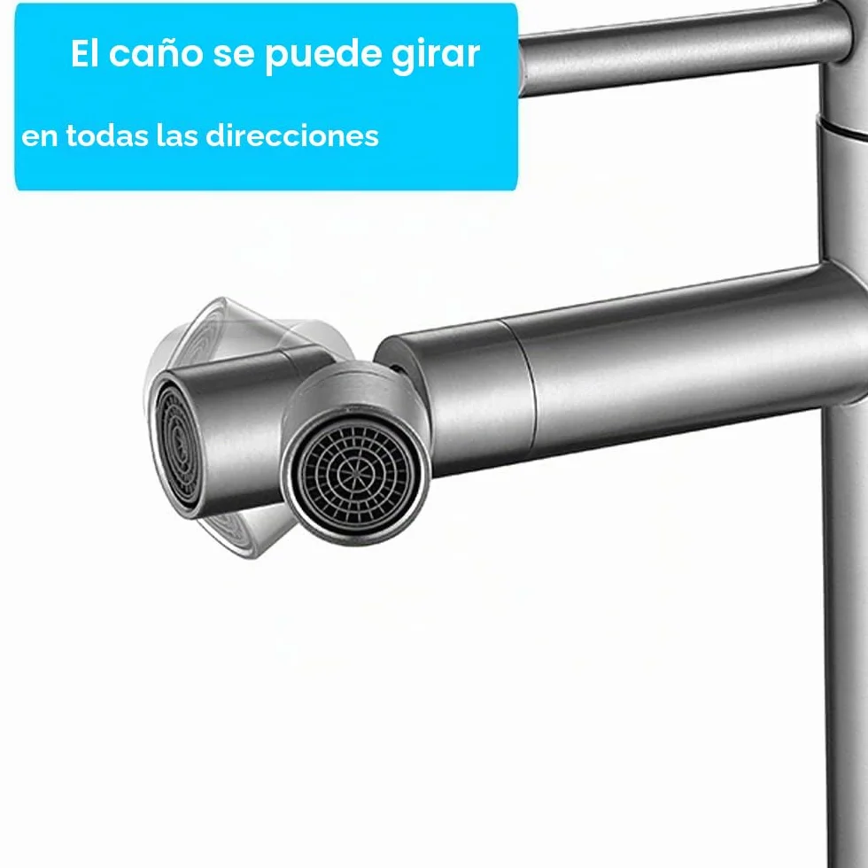 ONECE Grifo para Lavabo y Bidé, Mezclador de Baño con Rociador de Caño Giratorio, Grifería Monomando Cepillado, Aireador Extraíble, Agua Fría y Caliente, Acero Inoxidable 304
