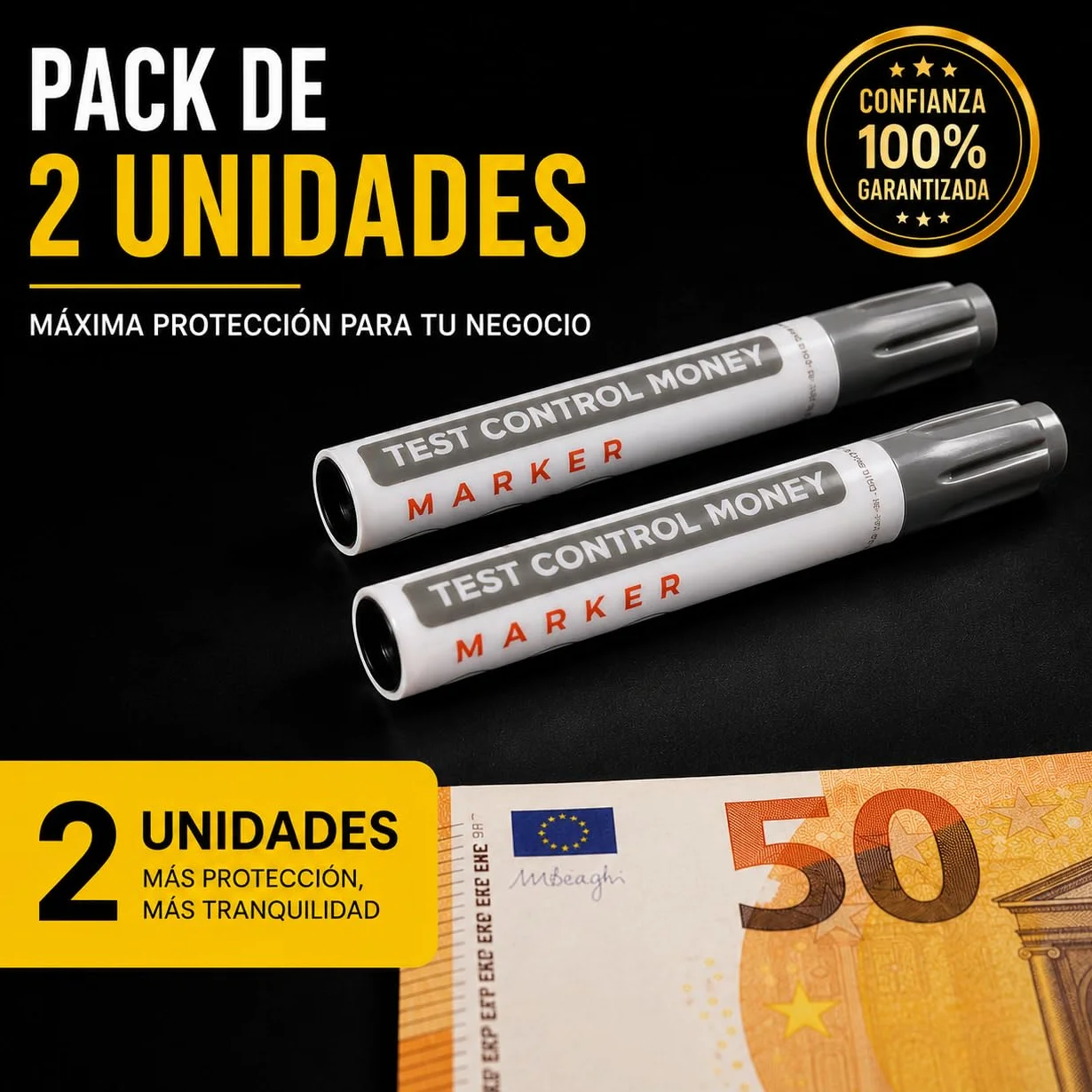 LEMON BLUE Rotulador Detector de Billetes Falsos Pack 2 Unidades