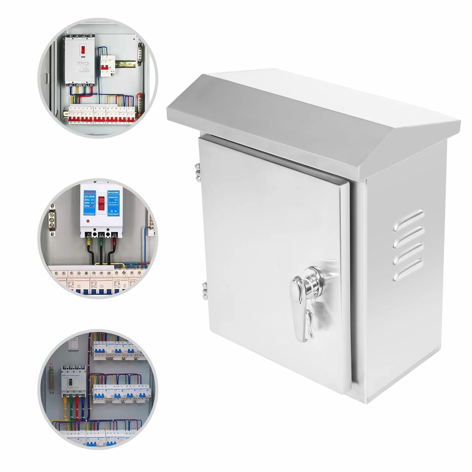 Caja Estanca Exterior Electrica de Acero Inoxidable, Caja Cuadro Electrico Superficie, Montaje en la Pared, Distribucion Electrica Armario, Incluye Cerradura (400x300x180 mm)