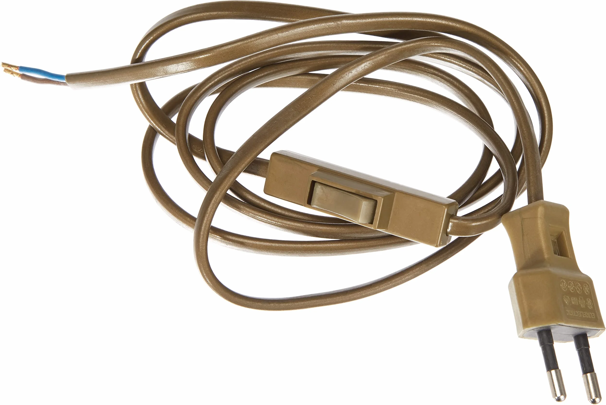 Electraline 70528 Kabel z wtyczką i przełącznikiem 1,5 m, złoty