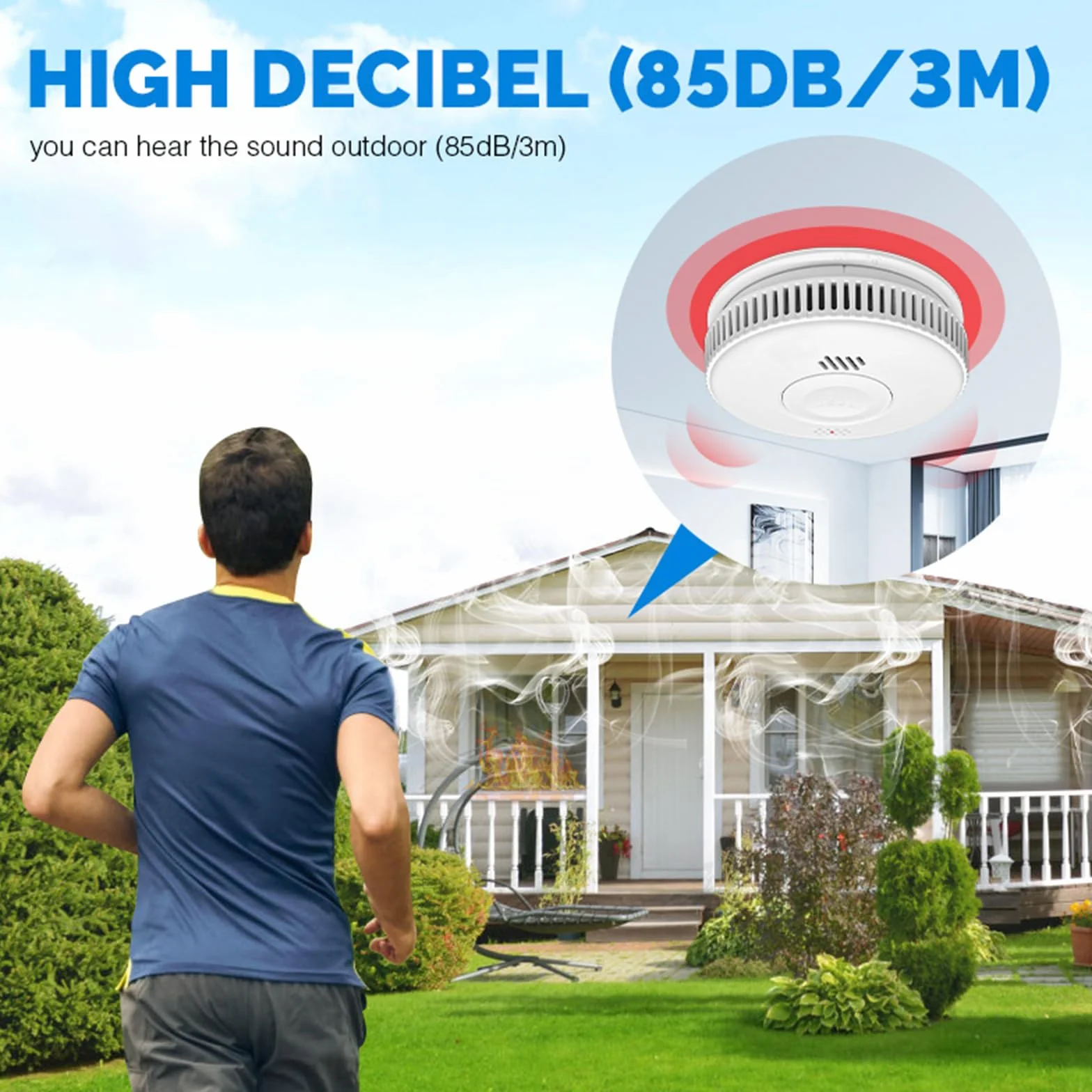 Alarma de Incendio con Detector de Humo,Alarma de Humo con Sensor Fotoeléctrico Avanzado,Monitoreo de Alarma de Incendio con Batería Recargable de 3 Años de Vida Útil,Alarma de 85dB con Indicador.1PCS