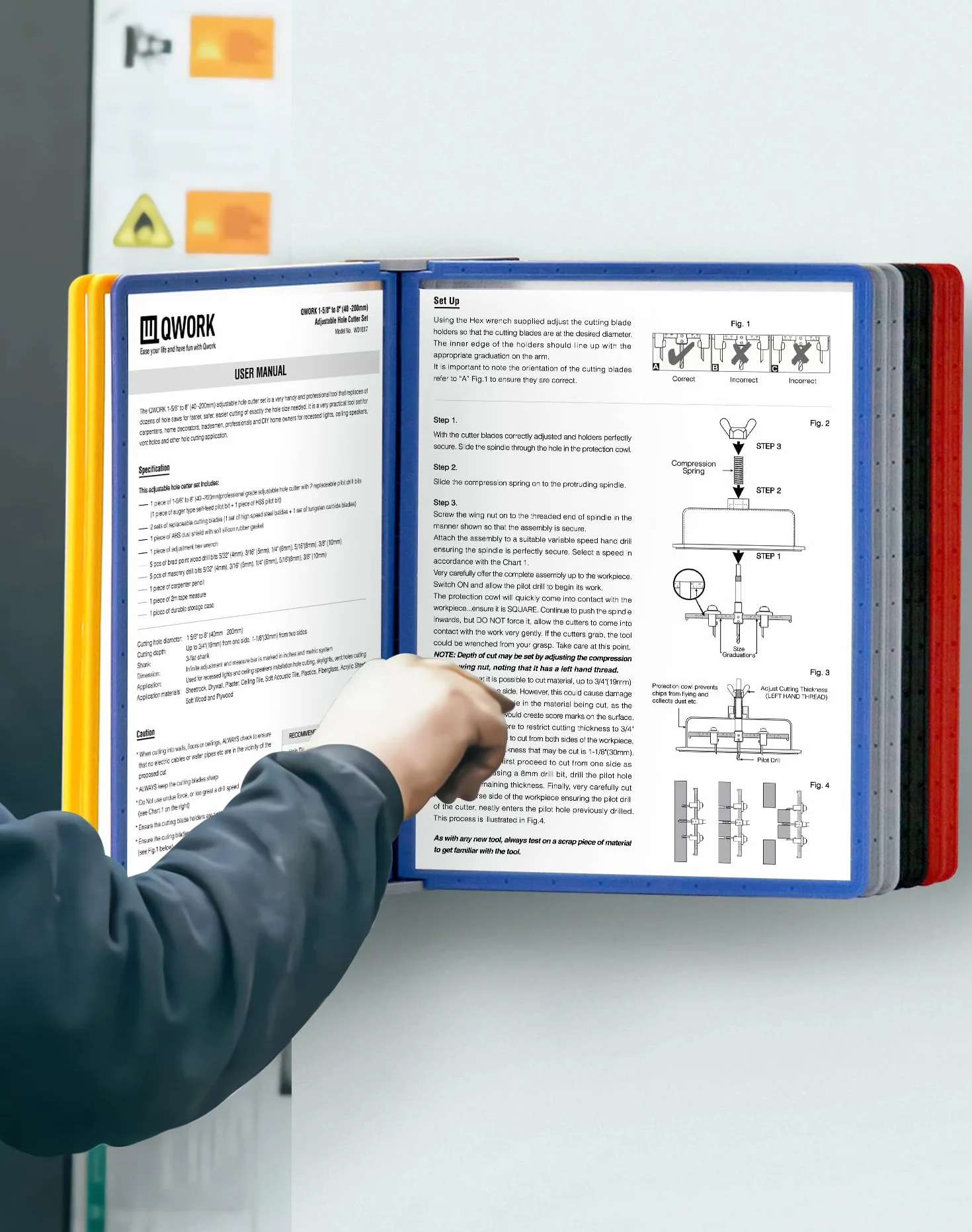 QWORK® Paquete de 2 Sistema de paneles de pared - 10 Paneles A4 Portadocumentos multicolor