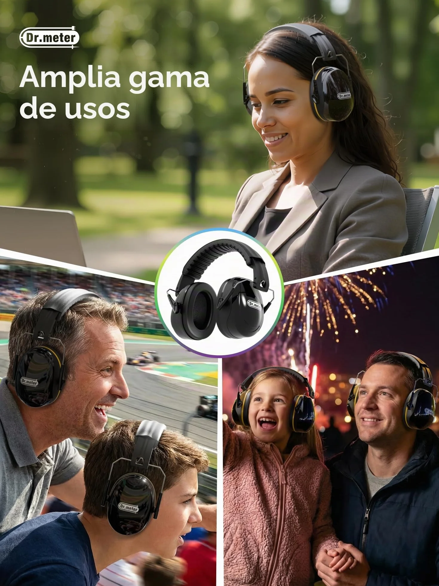 Dr.meter Cascos Antiruido Adultos 31dB, Protectores Auditivos Ajustables para Trabajo, Construcción y Estudio