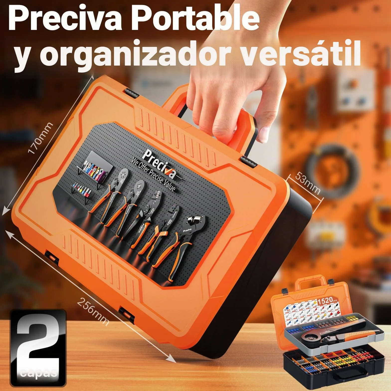 Preciva 1520 Piezas Crimpadora Terminales Electricoscon 0,08-16 mm²,Herramienta de crimpado hexagonal para Bricolaje y Uso Industrial Terminales EléCtricos