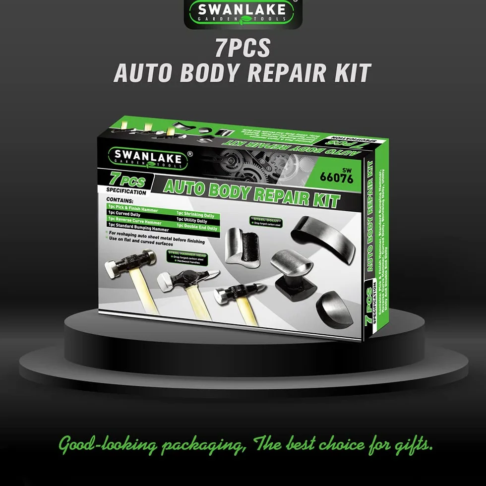 SWANLAKE - Kit de reparación de carrocería de 7 Piezas, Herramientas de carrocería de automóvil, Herramientas de reparación de carrocería de automóvil con Cabezales de Martillo de Acero al Carbono